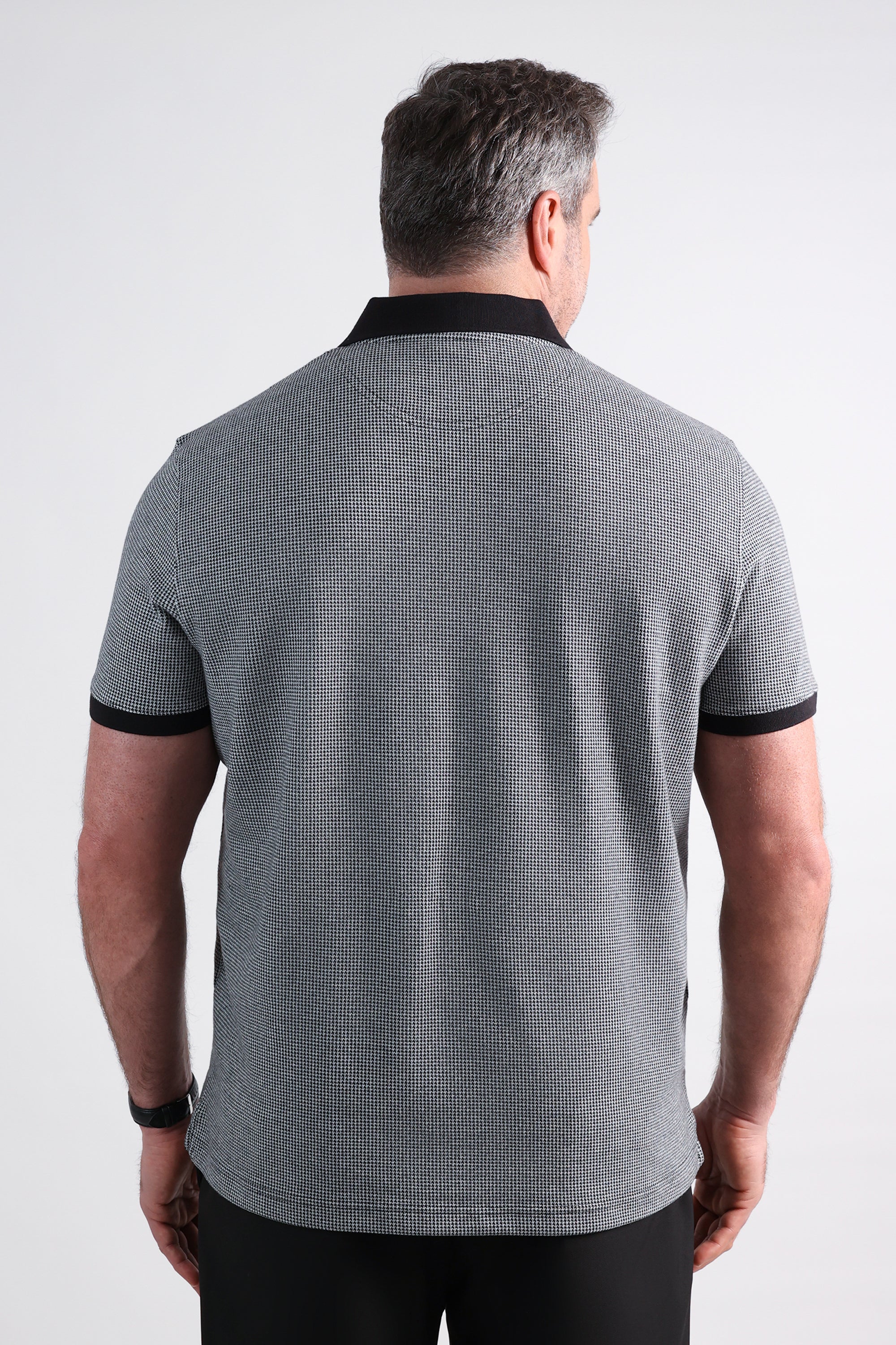 Big & Tall Premium Comfort Quarter Zip Houndstooth Polo, , hi-res