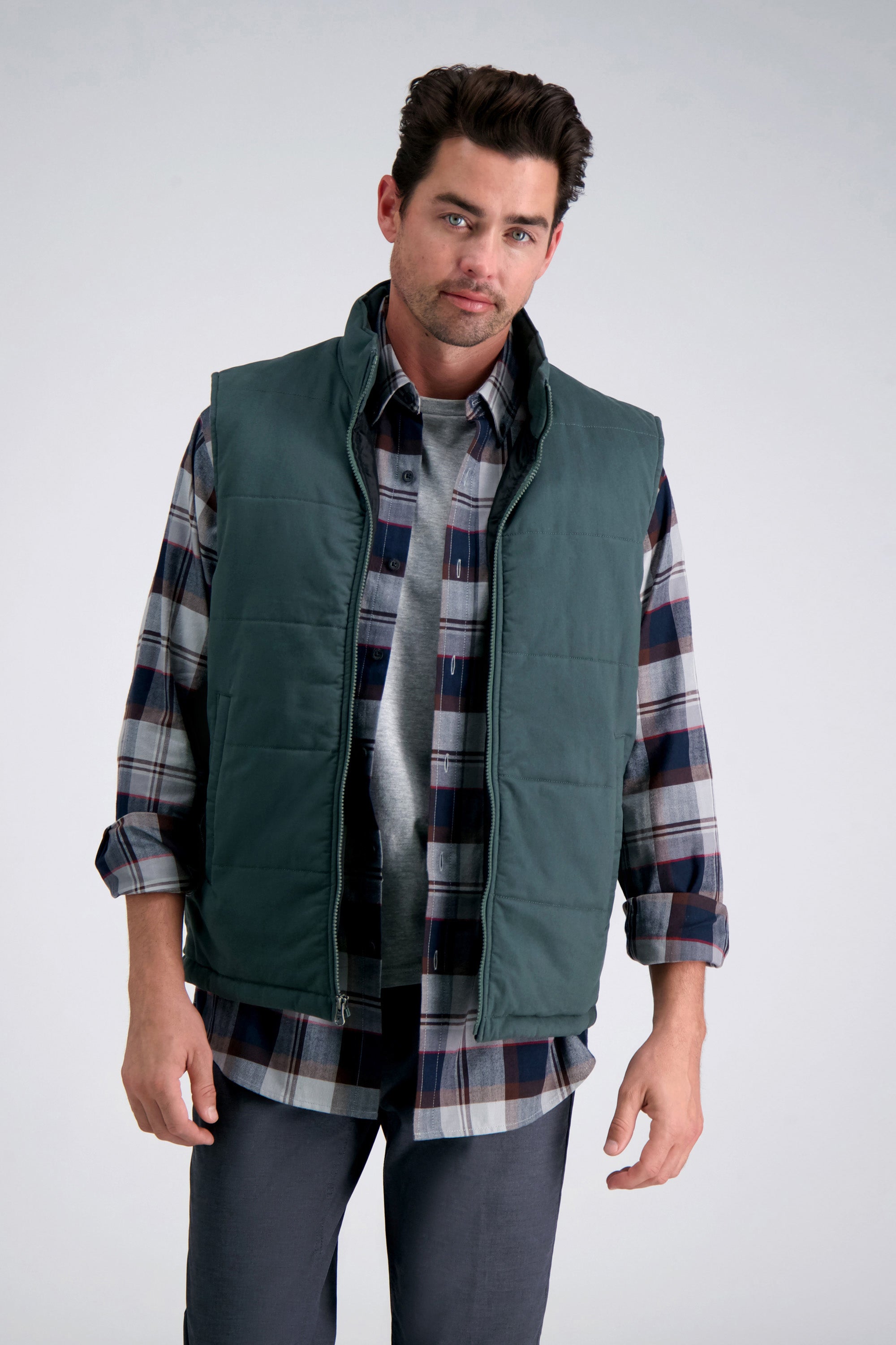 Puffer Vest - Moleskin, , hi-res#color_dark green