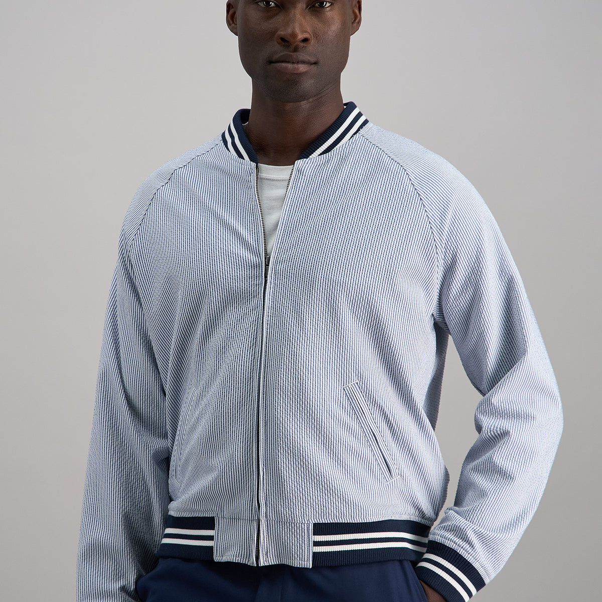 Seersucker Bomber Jacket
