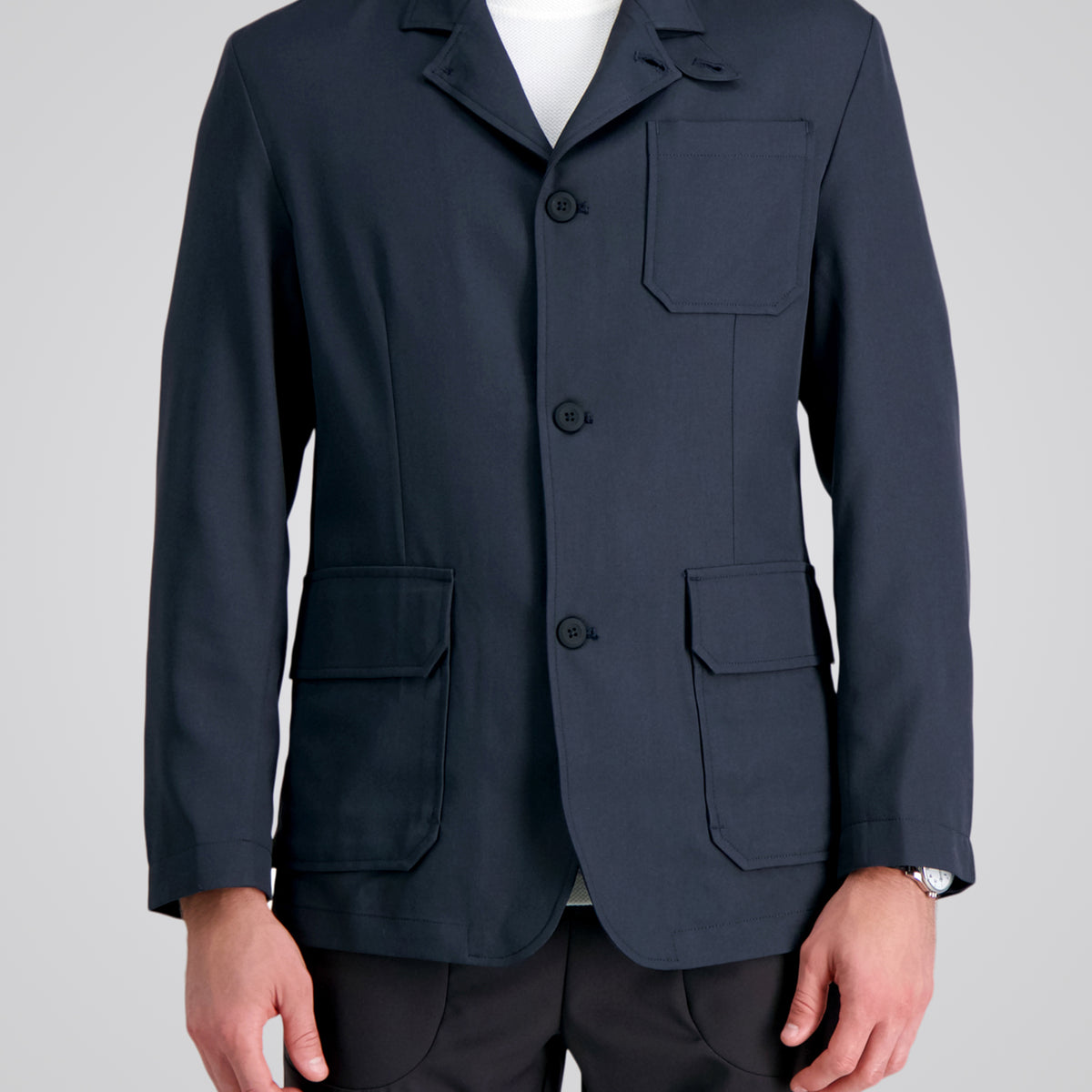 Haggar Heather Gabardine Coat in Heather Navy | Size: 2XL