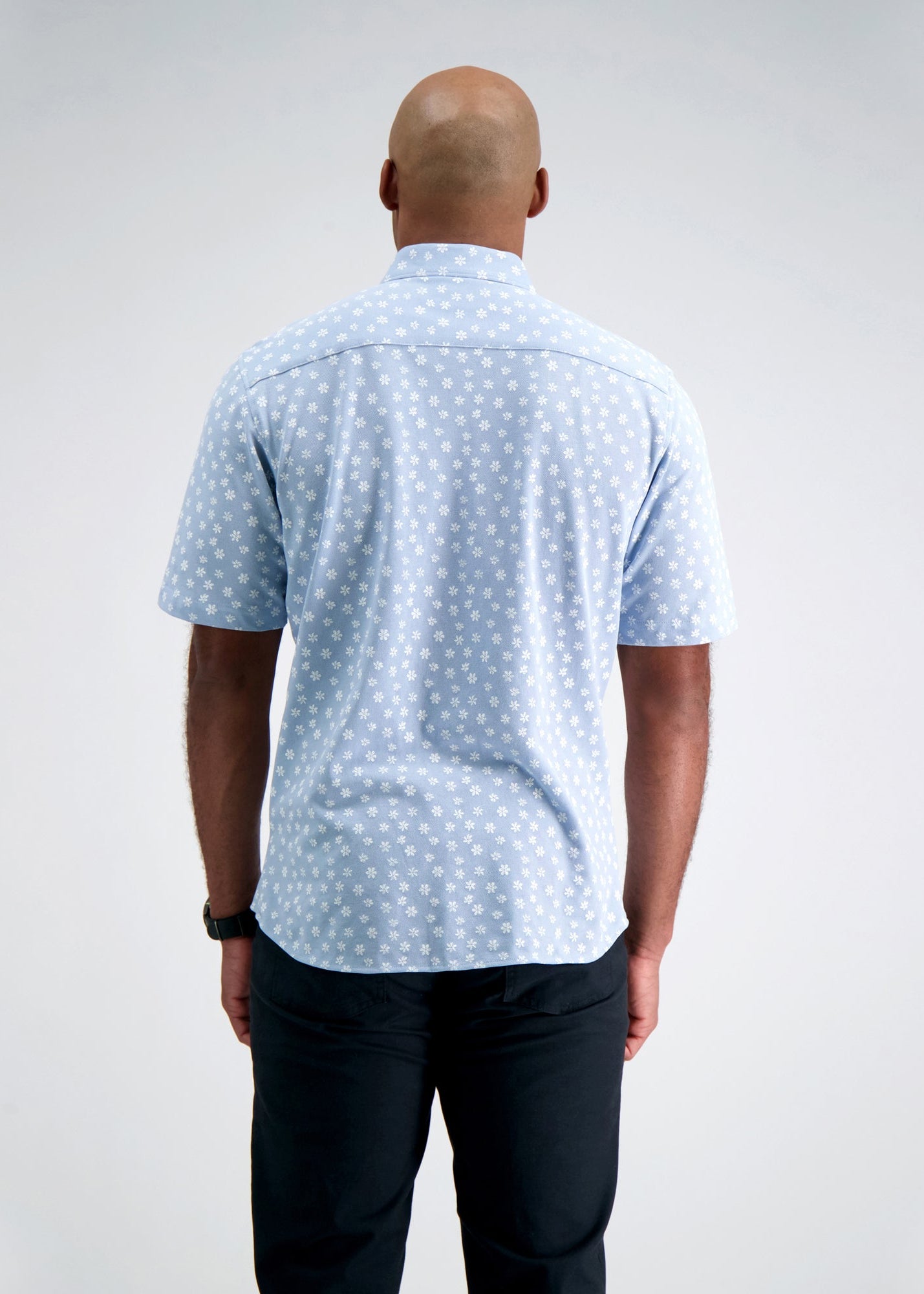 Pique Button Down Shirt - Floral Stamp, , hi-res#color_light blue