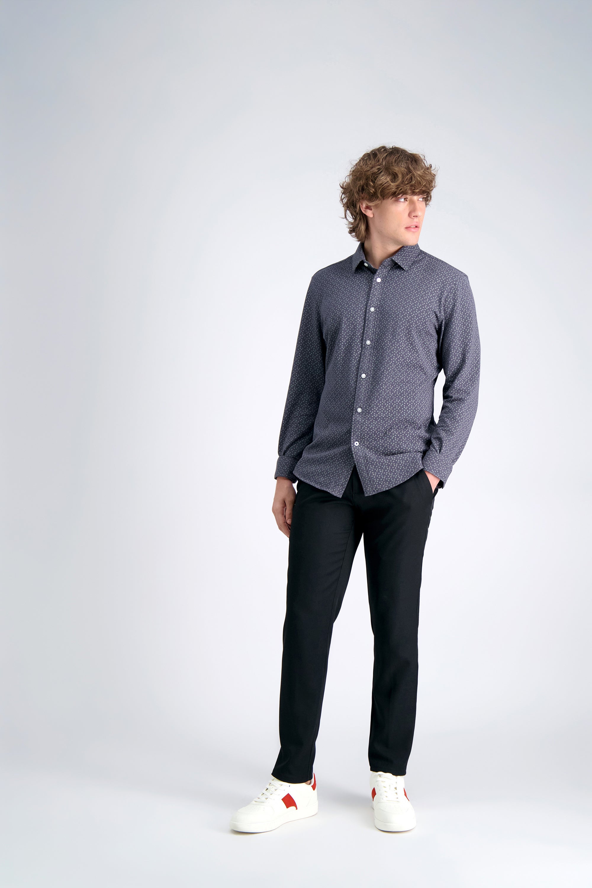Long Sleeve Pique Shirt - Geo Ditsy