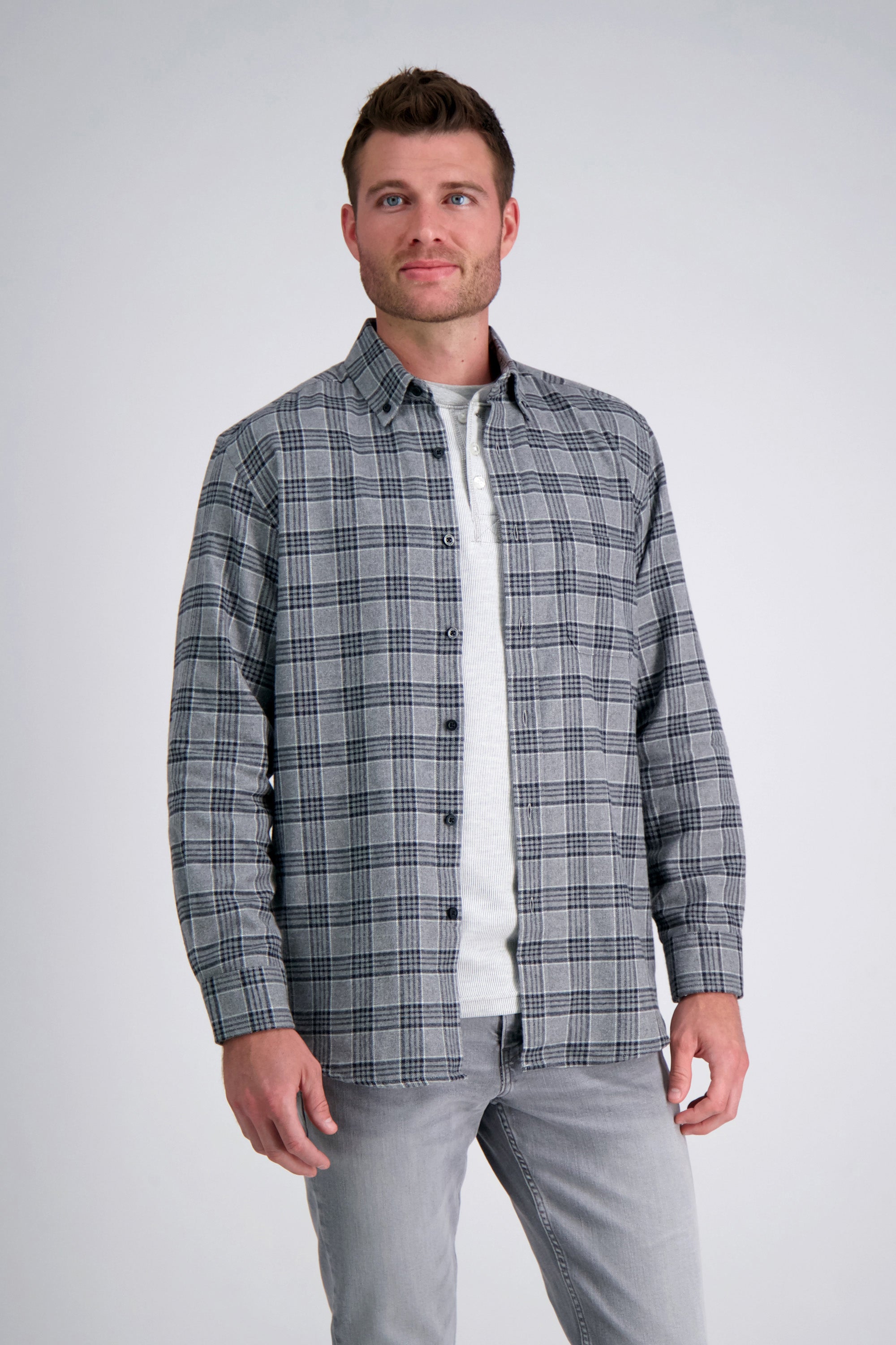 Long Flannel Plaid Shirt, , hi-res