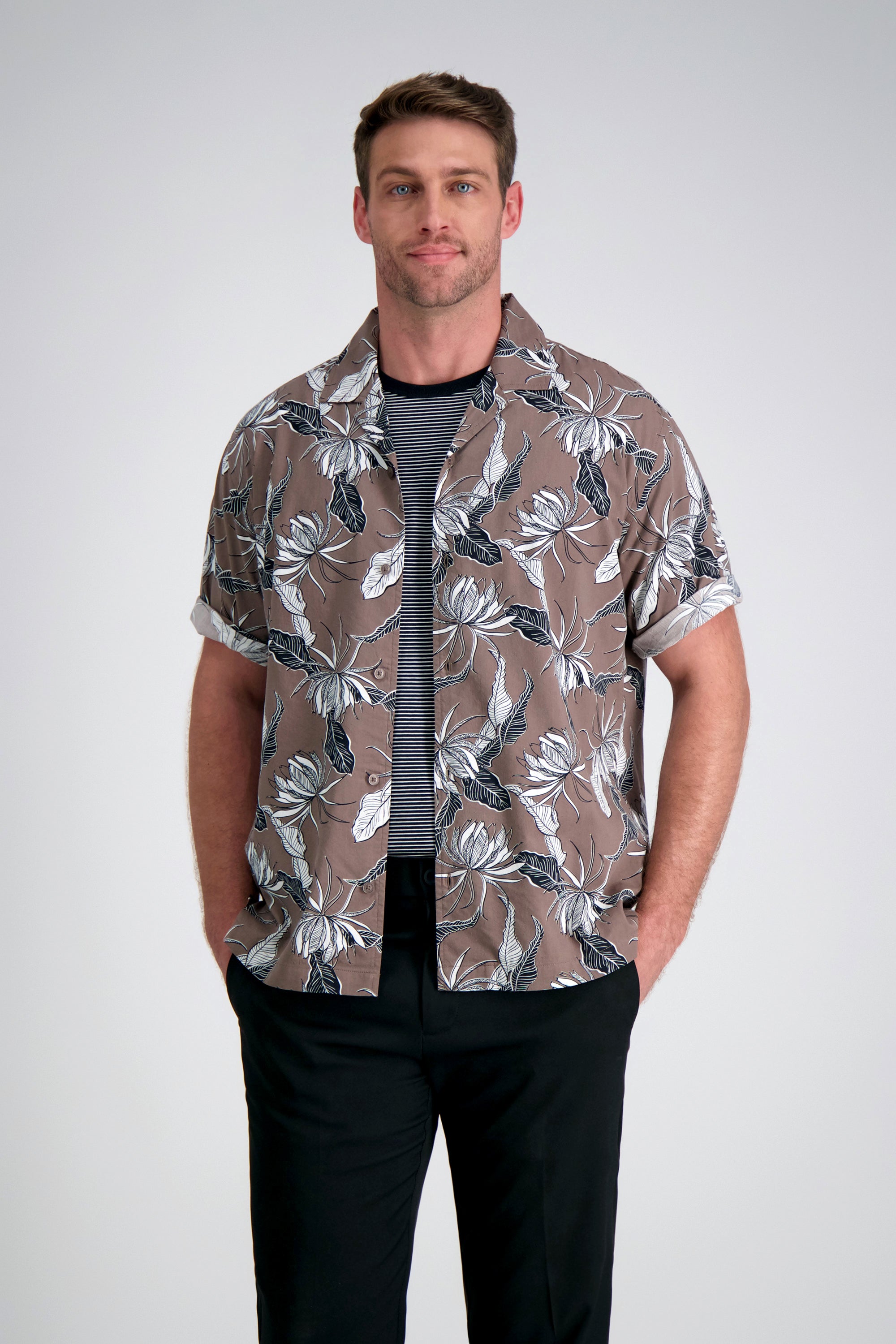 Short Sleeve Camp Shirt - Brown