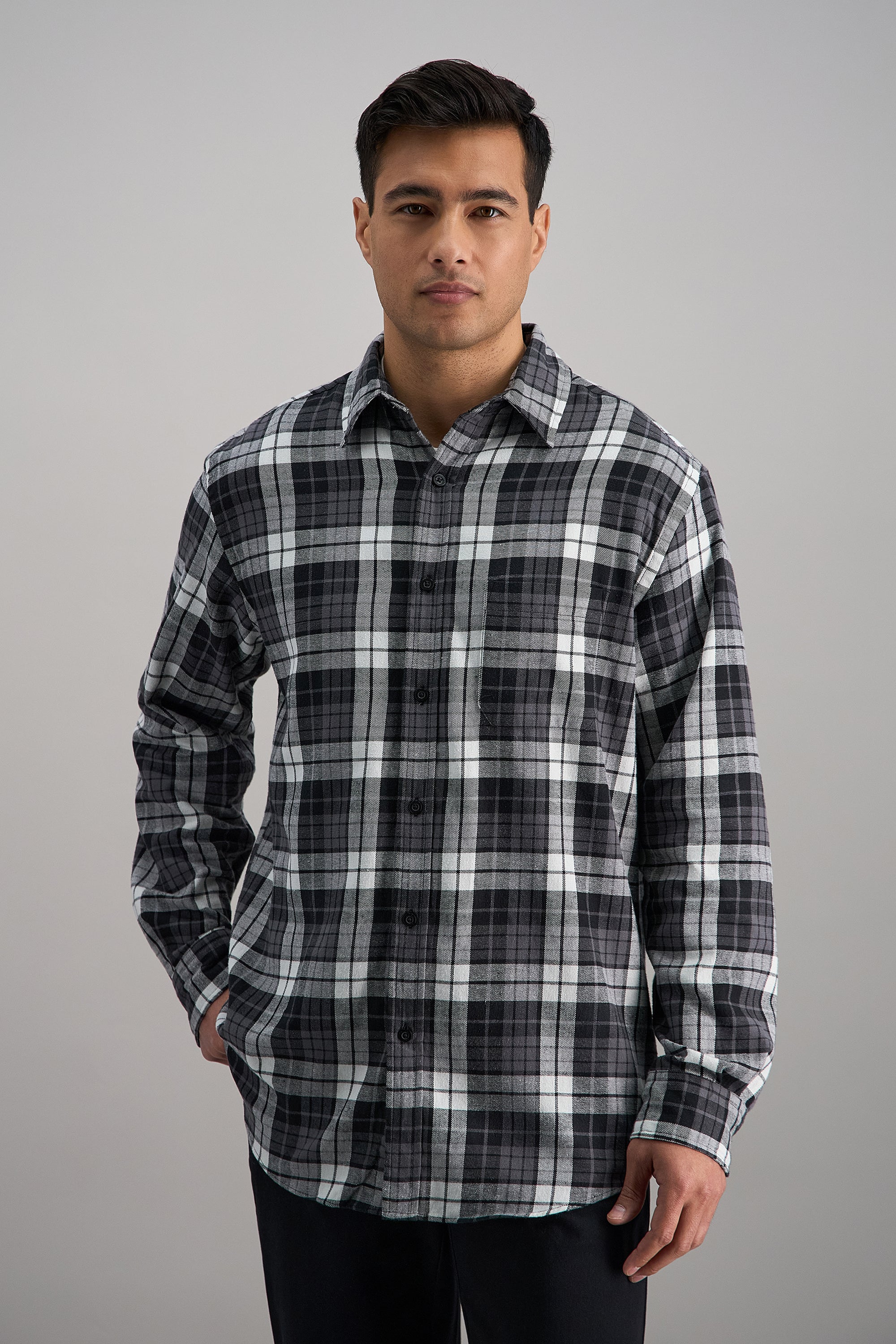 Long Sleeve Flannel Plaid Shirt | Haggar.com