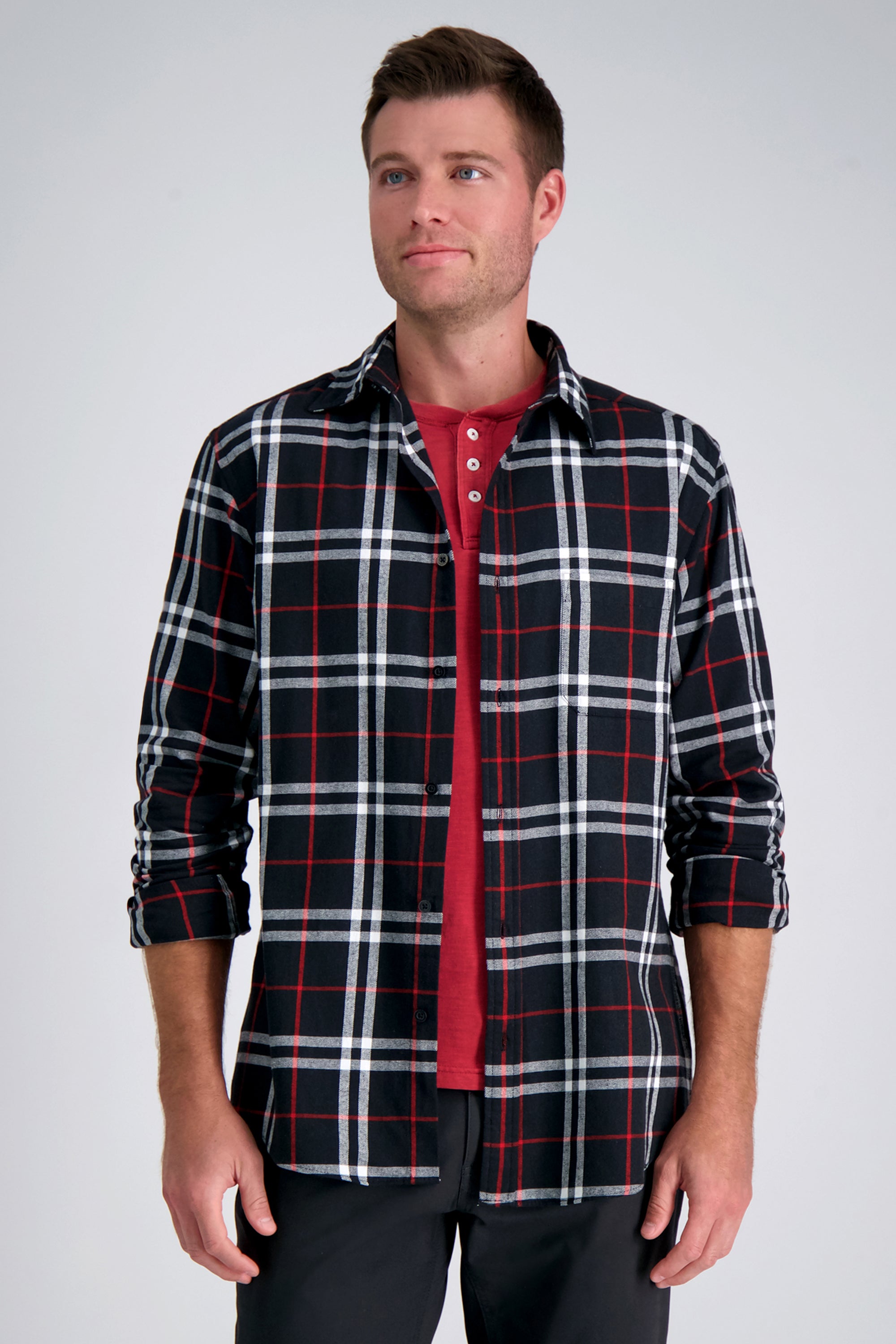 Long Sleeve Flannel Plaid Shirt, , hi-res