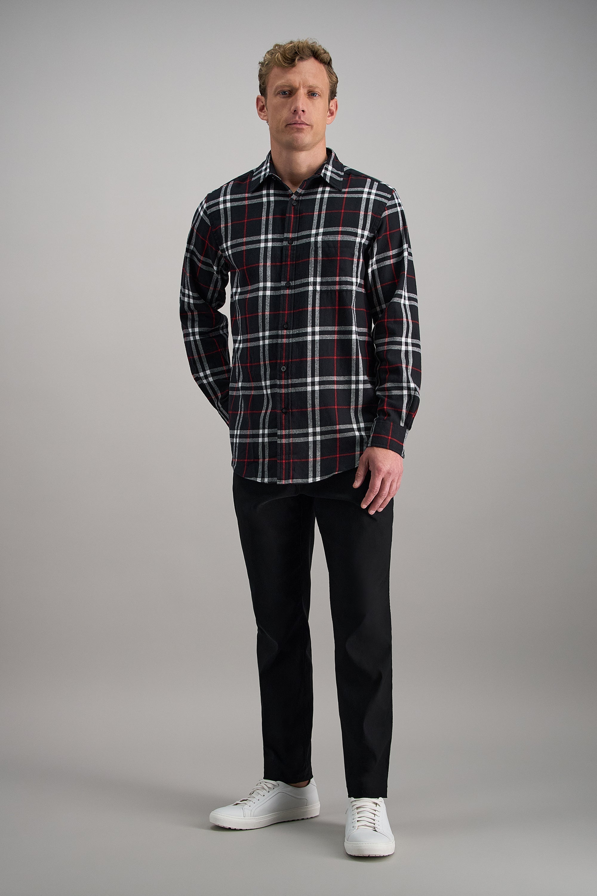 Long Sleeve Flannel Plaid Shirt - Haggar.com