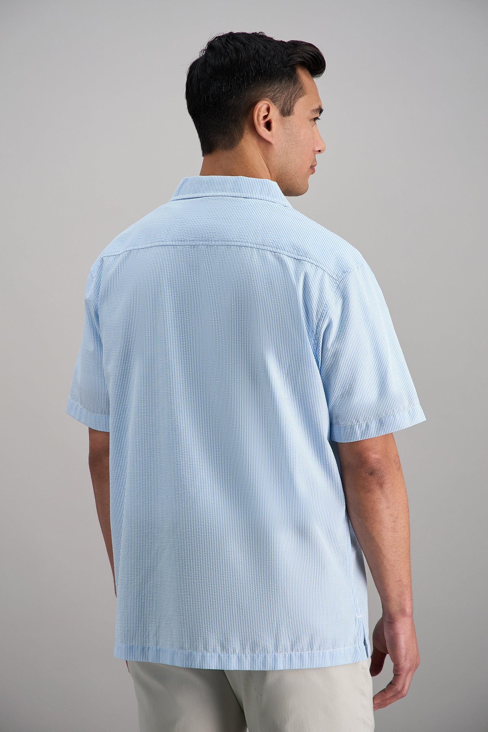 Short Sleeve Seersucker Camp Shirt - Haggar.com