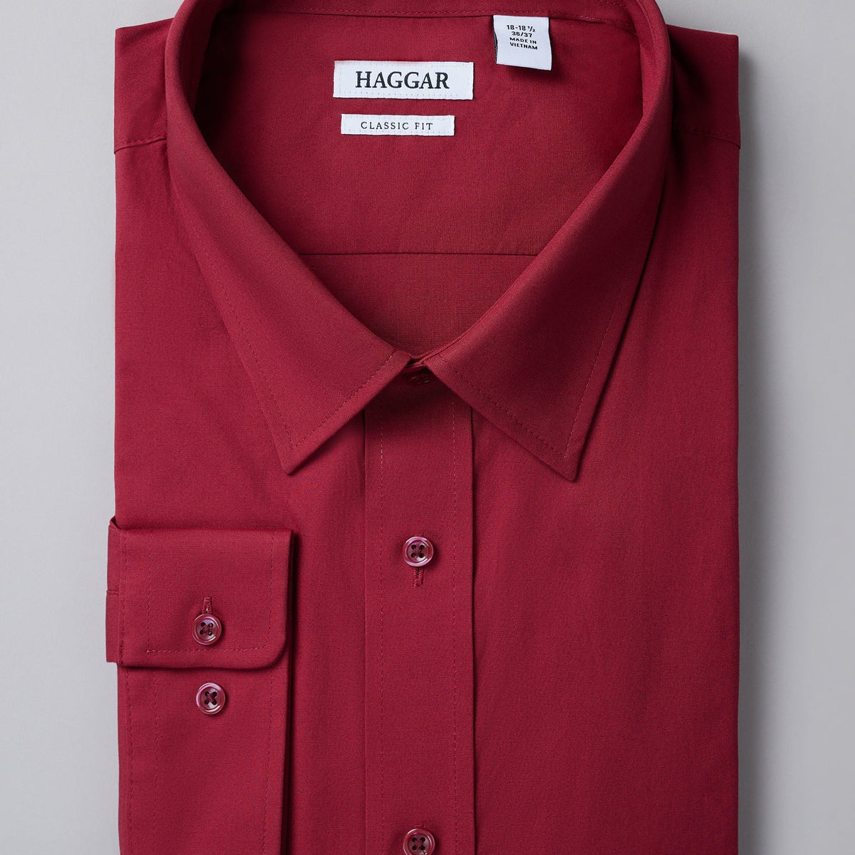 Haggar Premium Comfort Dress Shirt in Dark Red | Size: 16-16.5 x 34/35