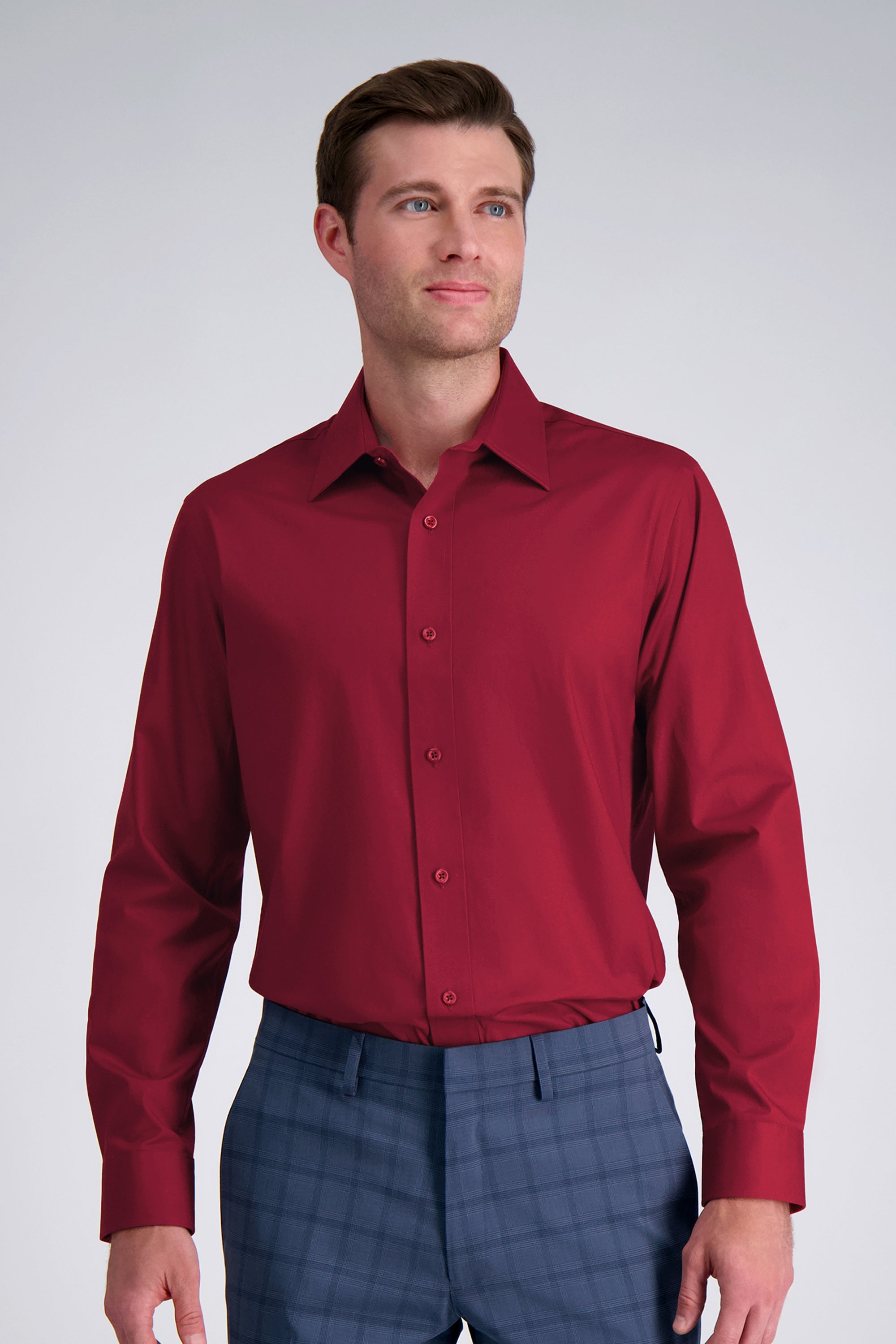 Premium Comfort Dress Shirt - Dark Red, , hi-res
