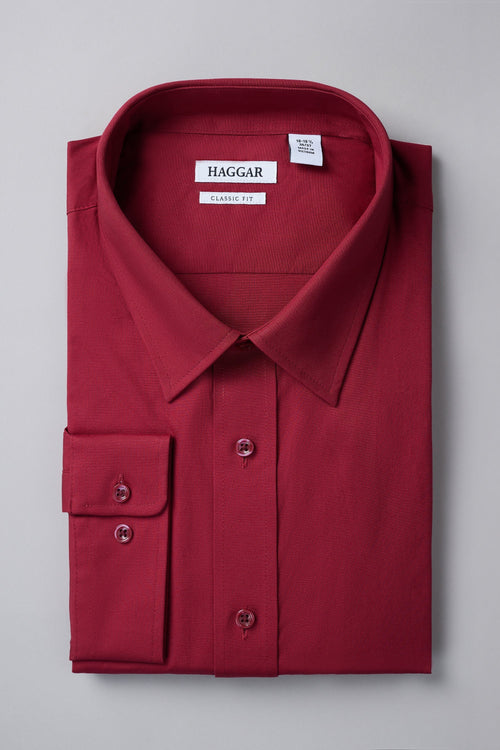 Haggar Premium Comfort Dress Shirt in Dark Red