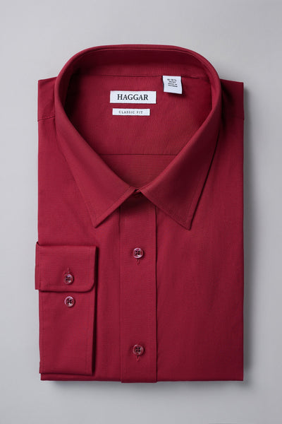 open lace back dress Haggar Premium Comfort Dress Shirt in Dark Red