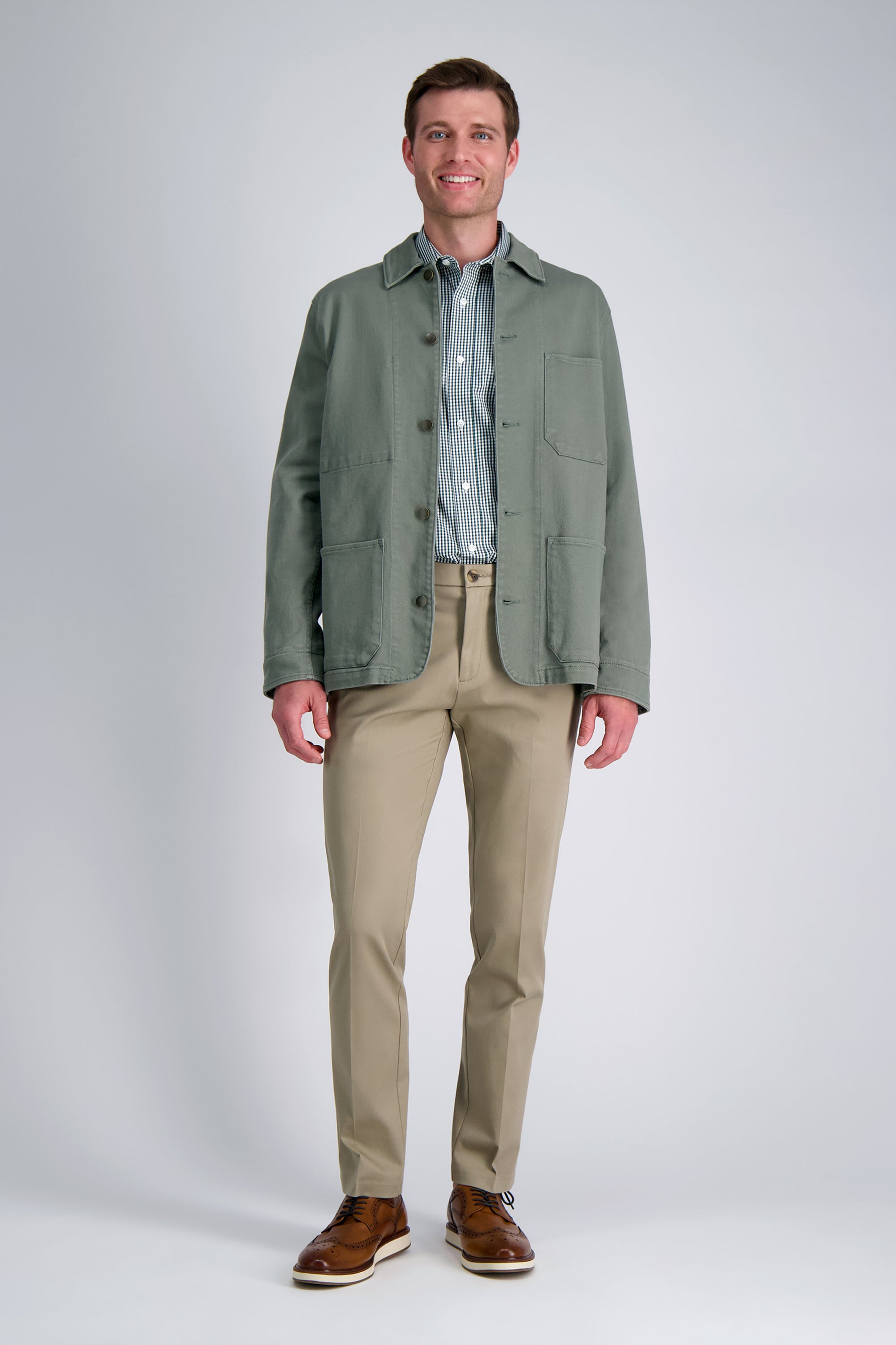 Premium Comfort Dress Shirt - Dark Green Plaid, , hi-res