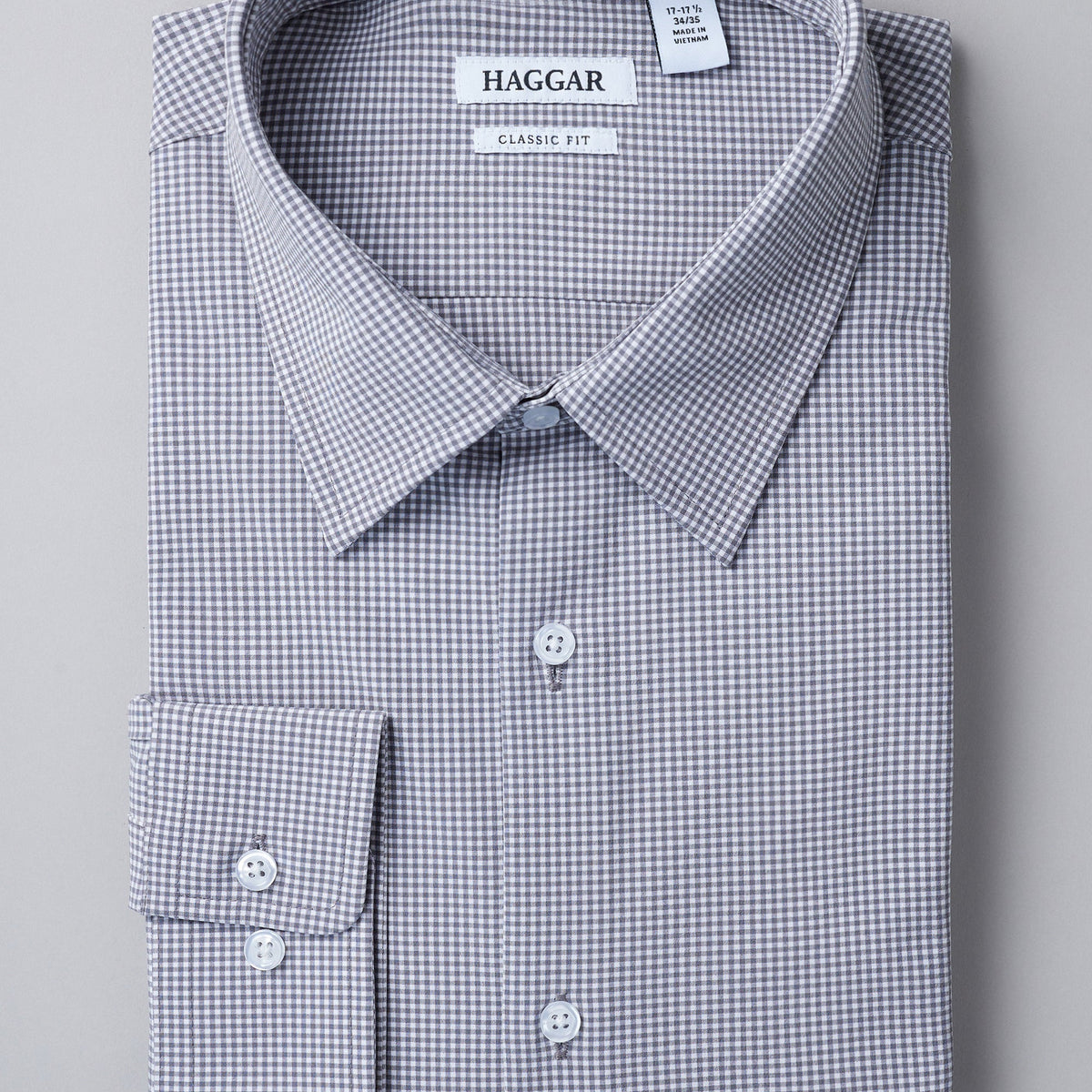 haggar smart wash slim fit dress shirt Men's Classic Shirt, Grey, 15 styleattribute-bridesmaid lightblue Color:Tricolor Boardwalk Stripe way stretch performance fabric A-Line V-Neck Long Sleeves