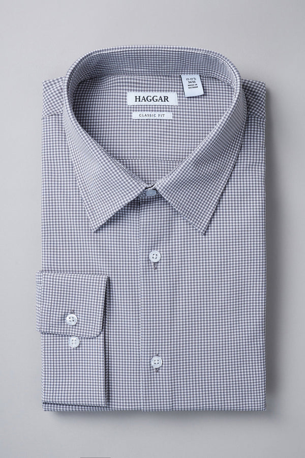 Smart Wash® Dress Shirt - Grey Check - Haggar.com#color_grey