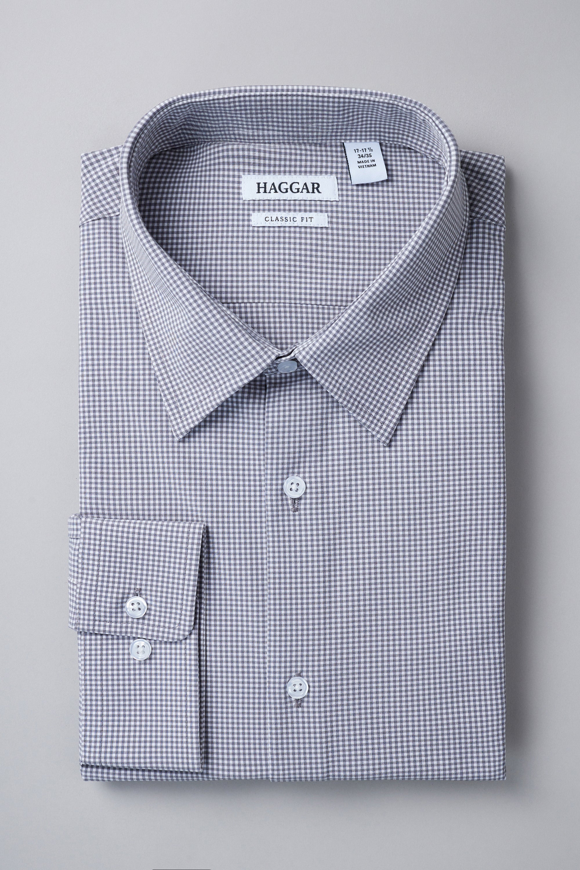 haggar smart wash classic fit dress shirt Men's Shirt, Grey, 15 Crafted in a classic