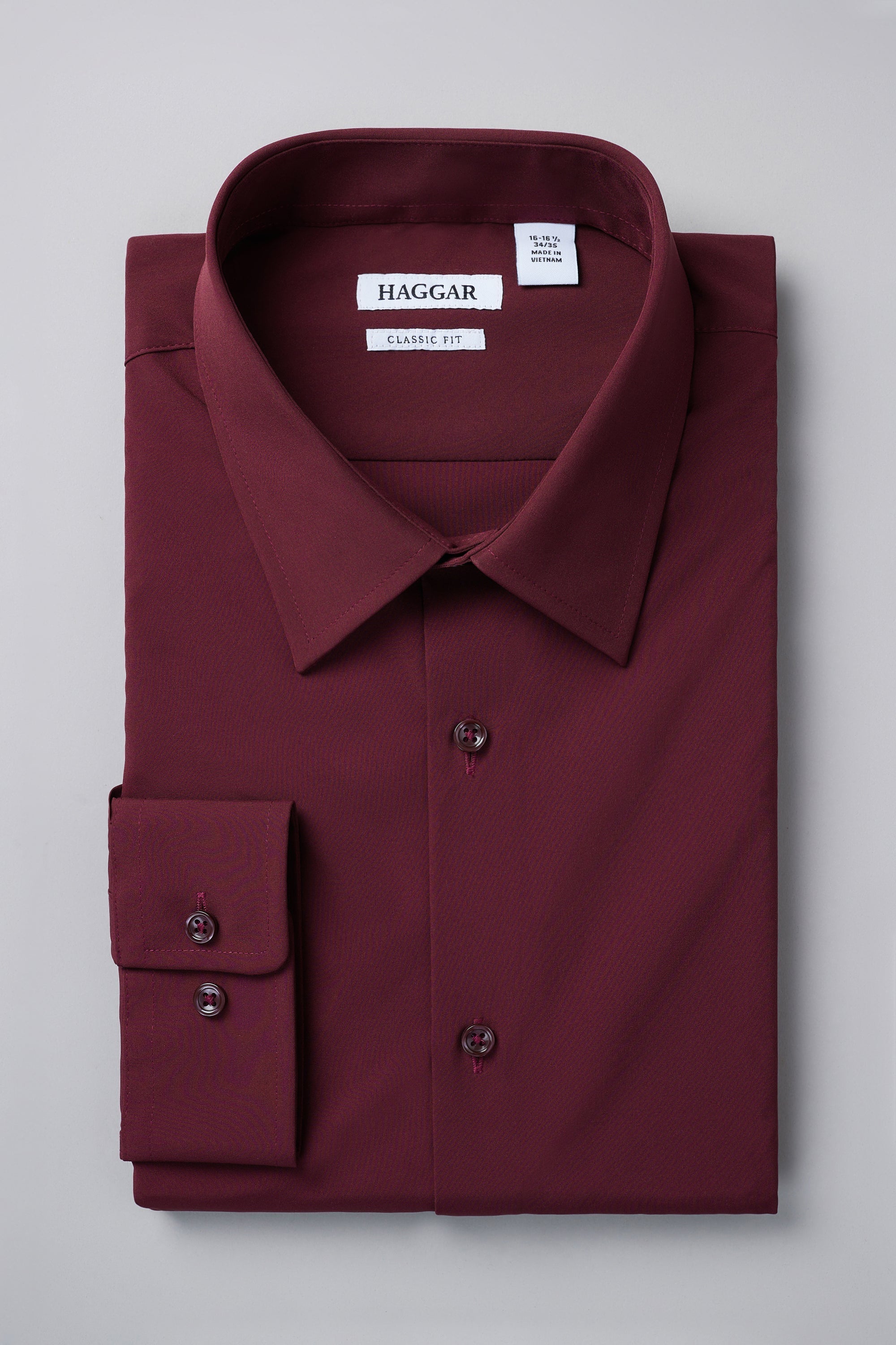haggar smart wash classic fit dress shirt Men's Wrinkle Free Shirt, Size: 15.5-32/33, Dewberry Solid Button down