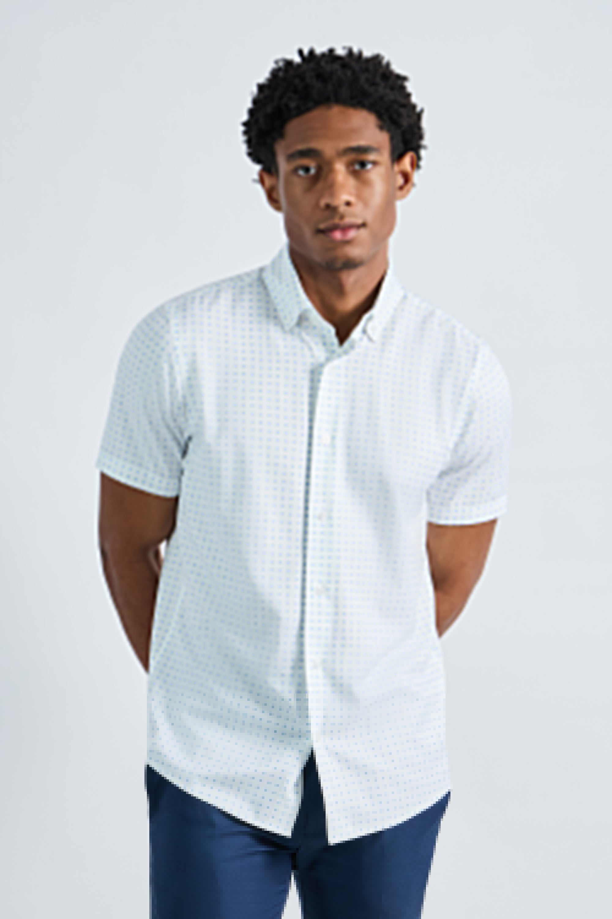 Short Sleeve Performance Button-Down Shirt, , hi-res