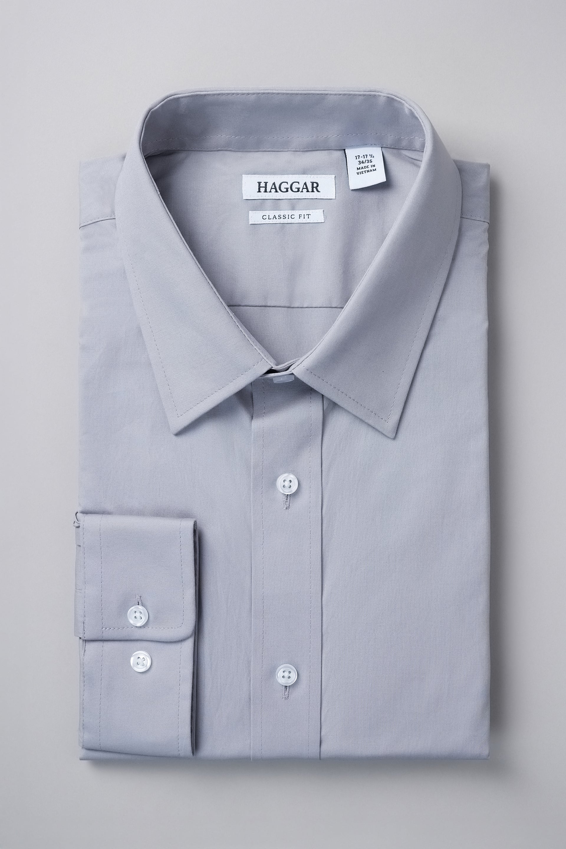 Haggar Premium Comfort Dress Shirt in Light Grey | Size: 16 X 32/33 Haggar Premium Comfort Dress Shirt in Light Grey | Size: 16 X 32/33