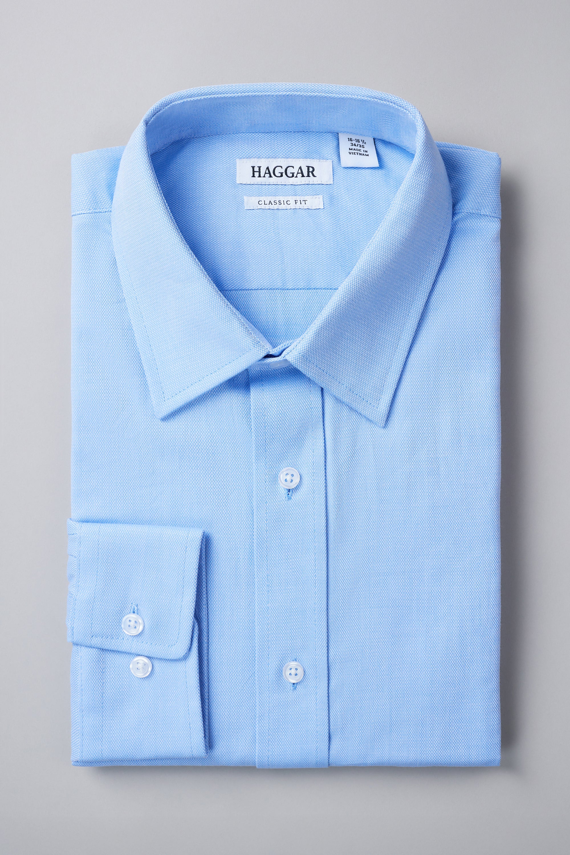 Premium Comfort Dress Shirt - Blue Herringbone