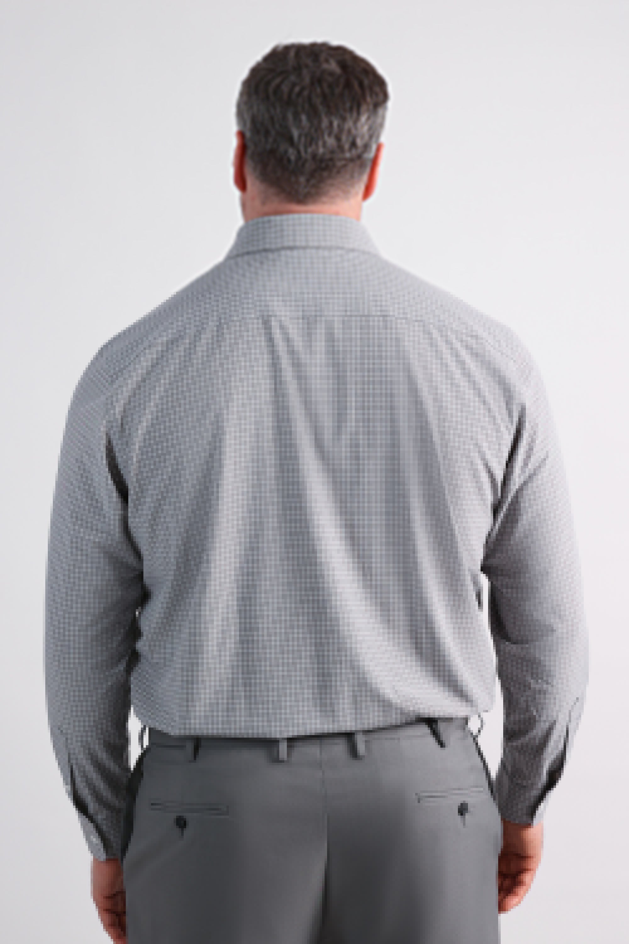 Tall Smart Wash® Dress Shirt - Medium Grey Grid, , hi-res