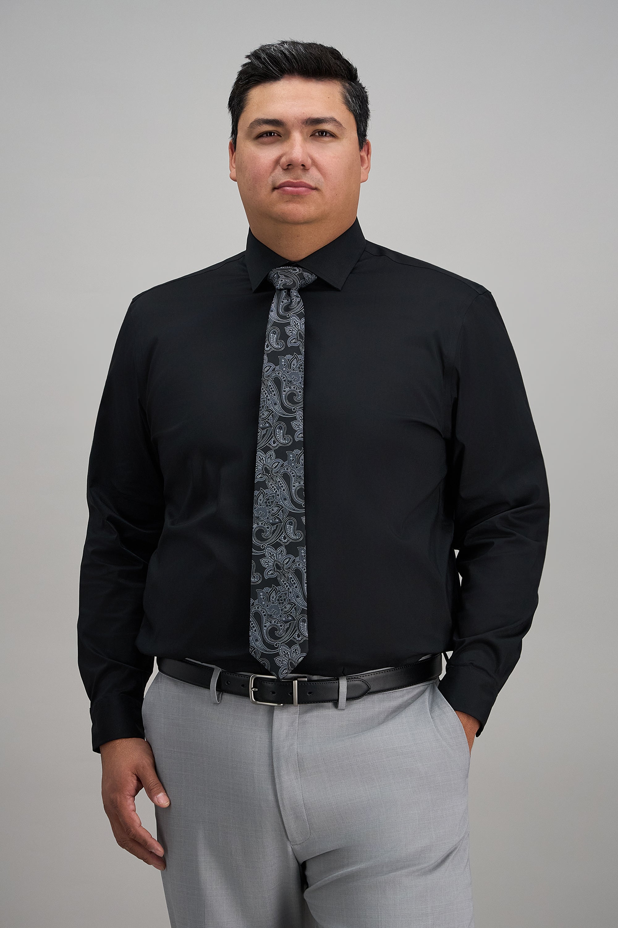 Big & Tall Wrinkle Free Classic Fit Dress Shirt - Haggar.com#color_black