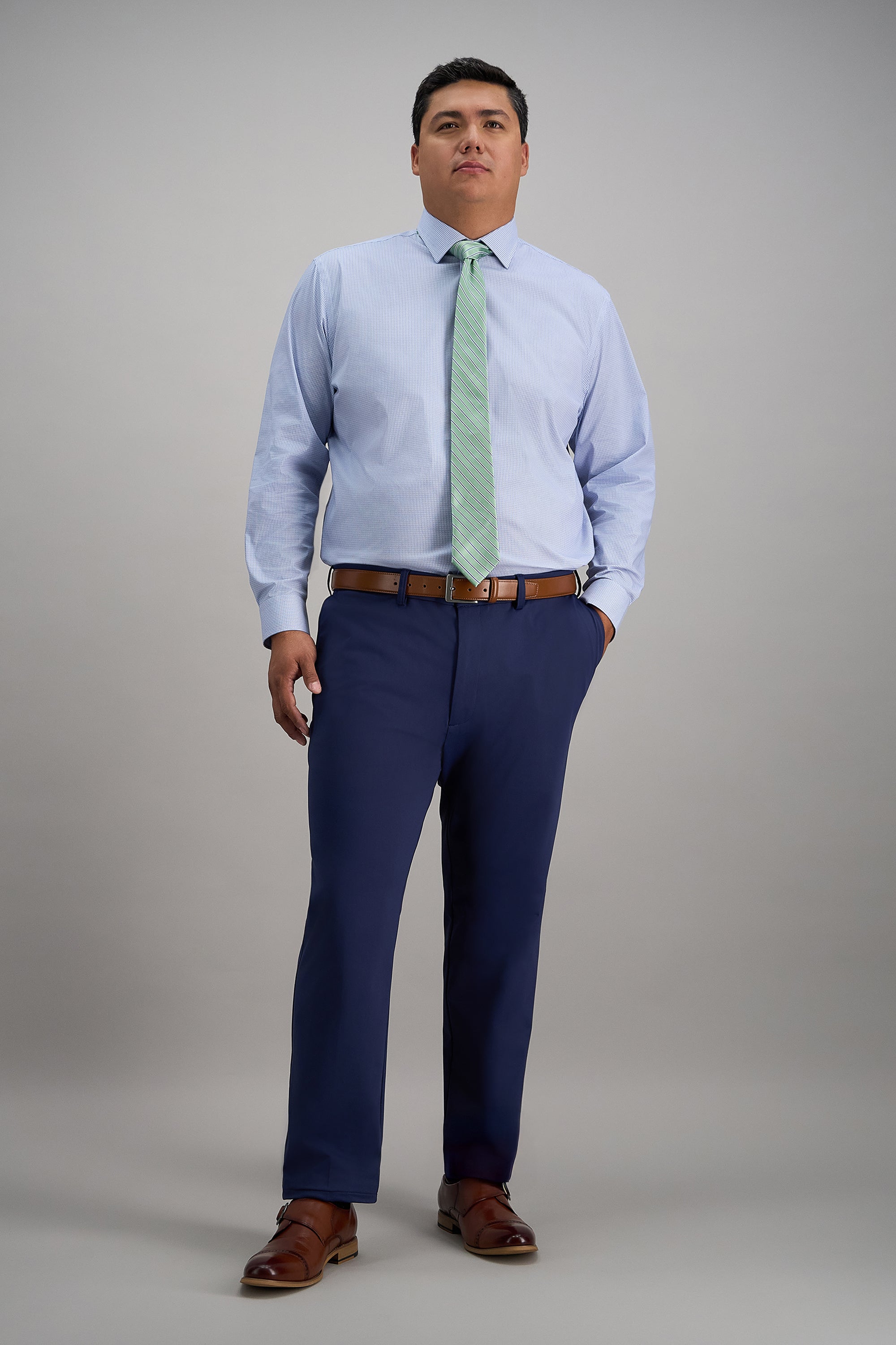 Haggar Tall Wrinkle Free Classic Fit Dress Shirt in Light Blue