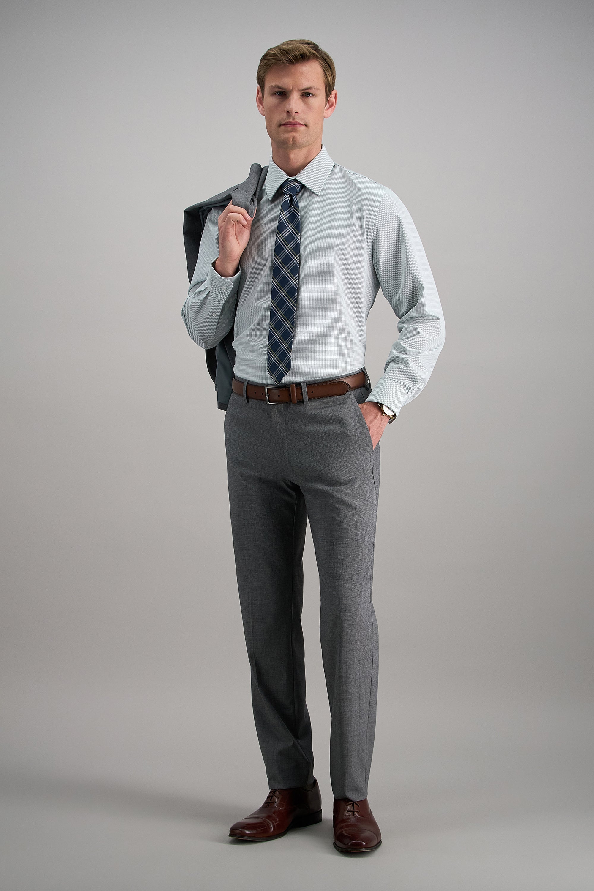 Smart Wash® Dress Shirt - Dark Green Check - Haggar.com