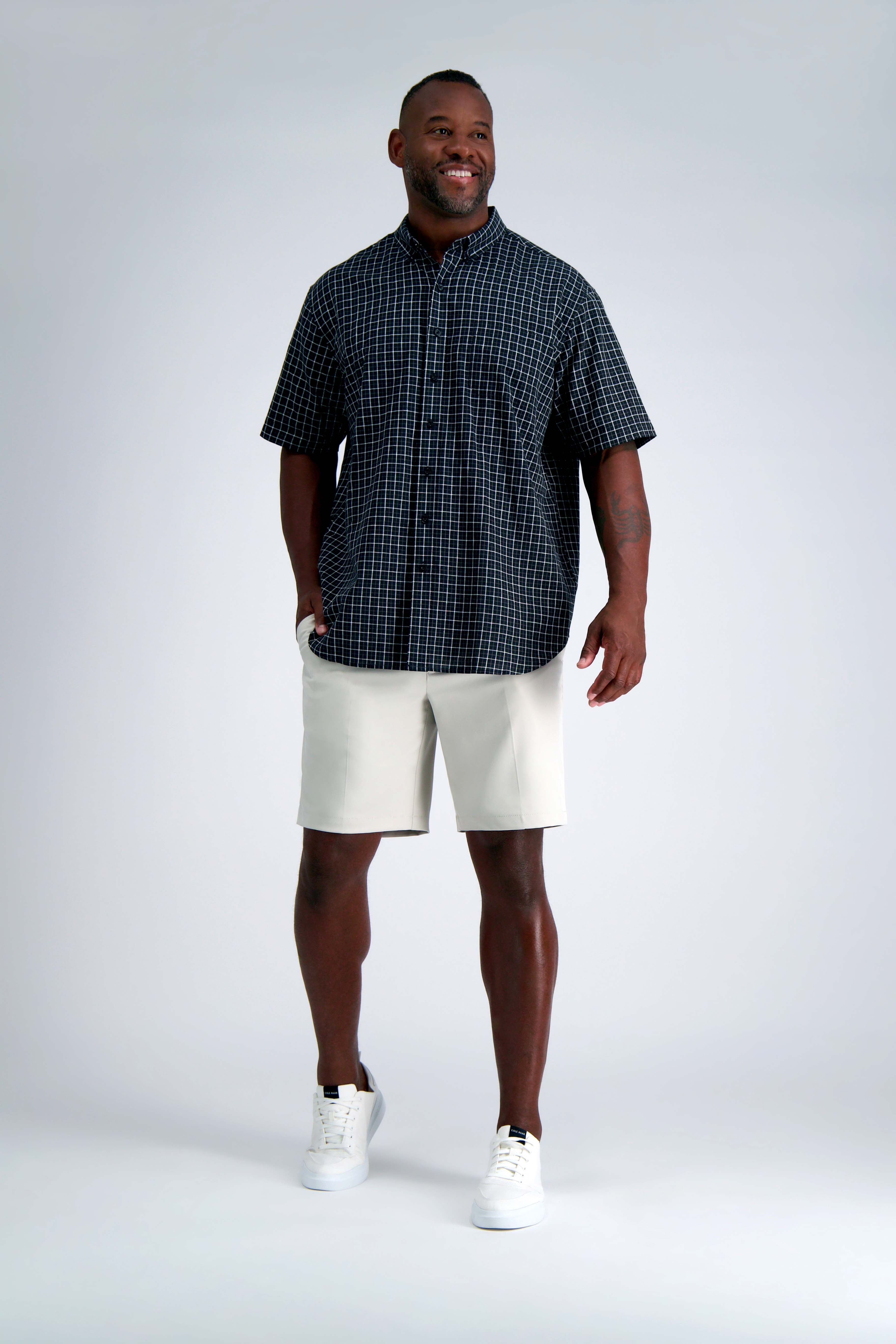 Big & Tall Short Sleeve Button-Down Linen Shirt, , hi-res