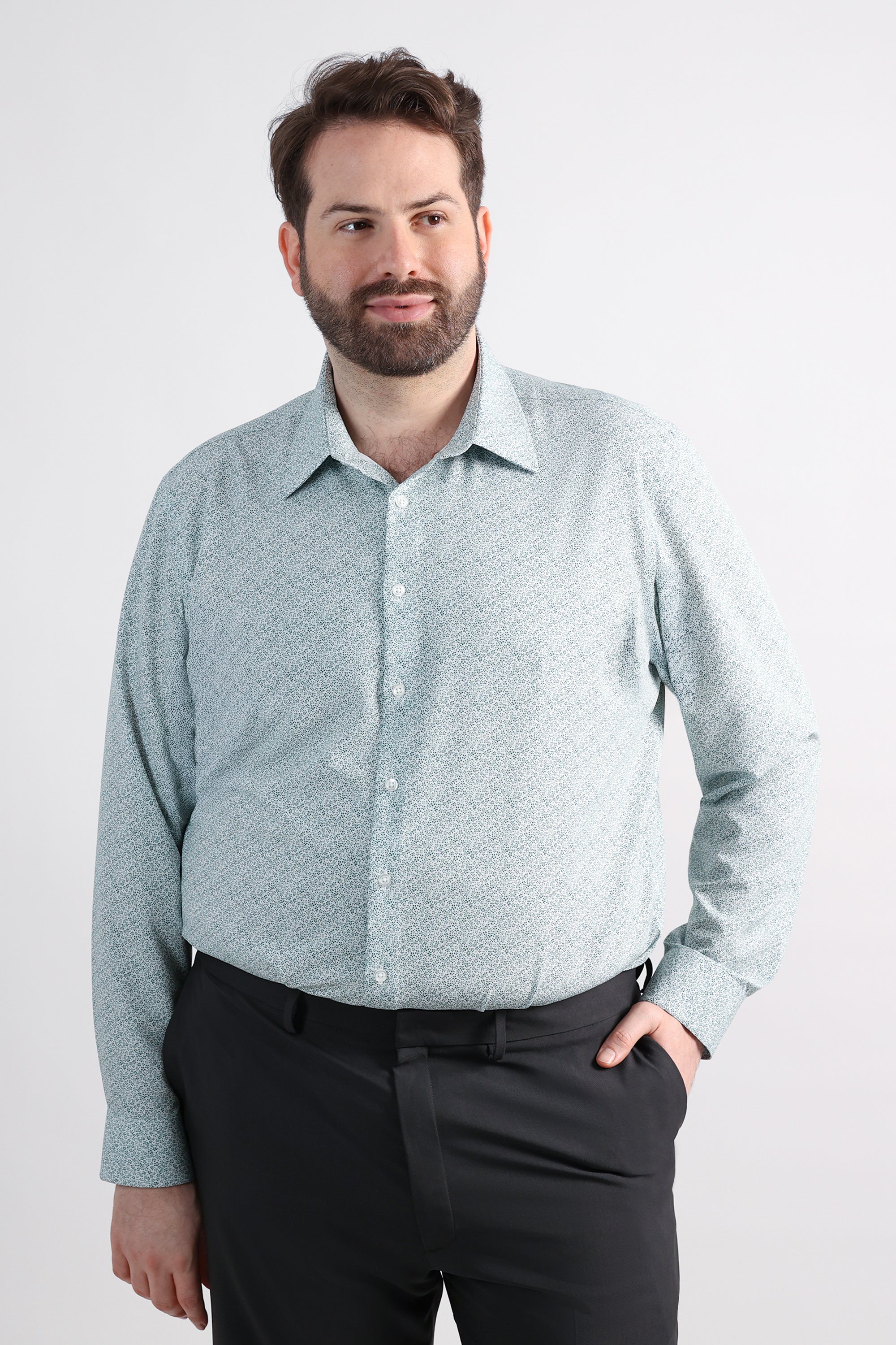 Big Smart Wash® Dress Shirt - Forest Floral Print, , hi-res