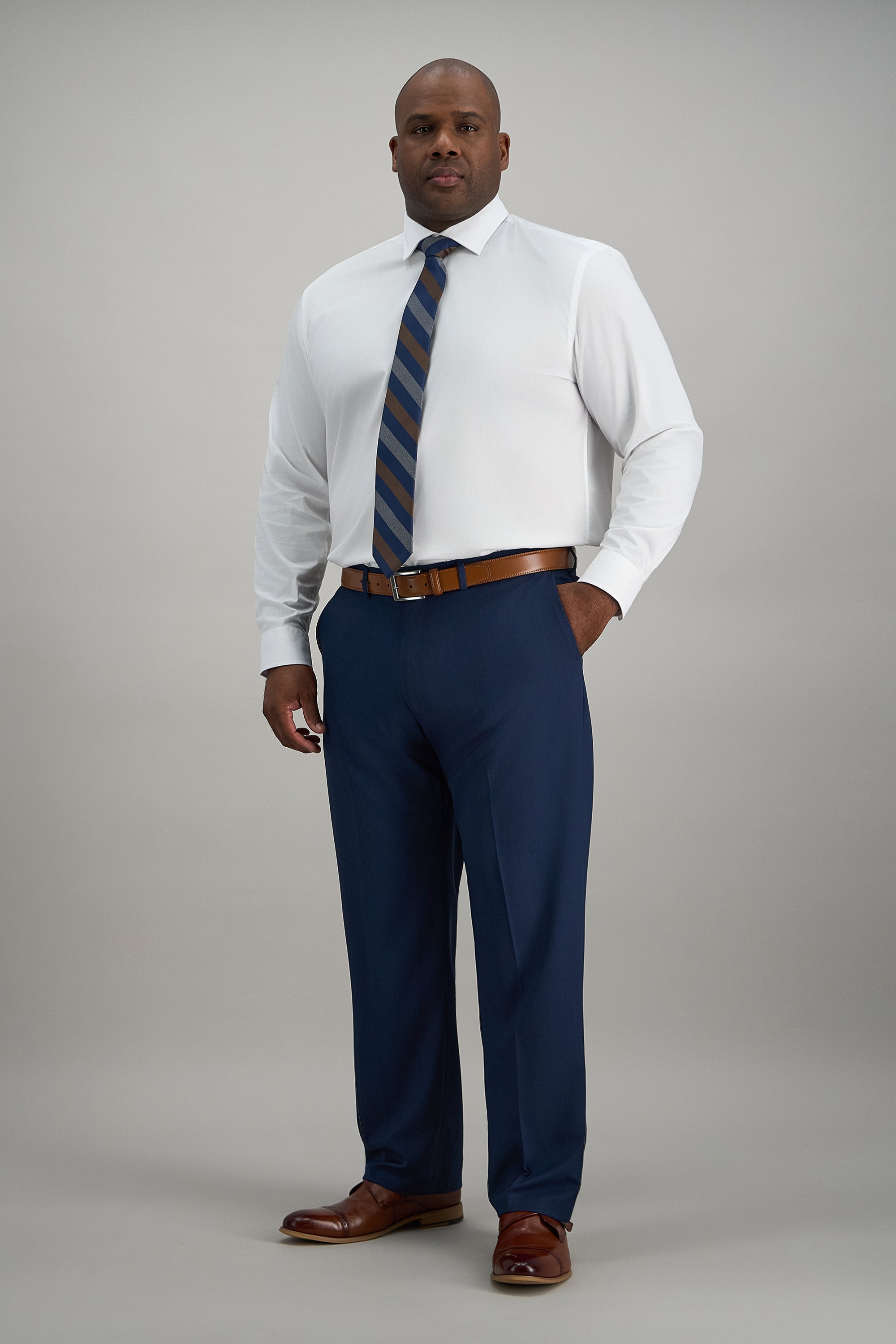 Big & Tall Wrinkle Free Classic Fit Dress Shirt - Haggar.com#color_white