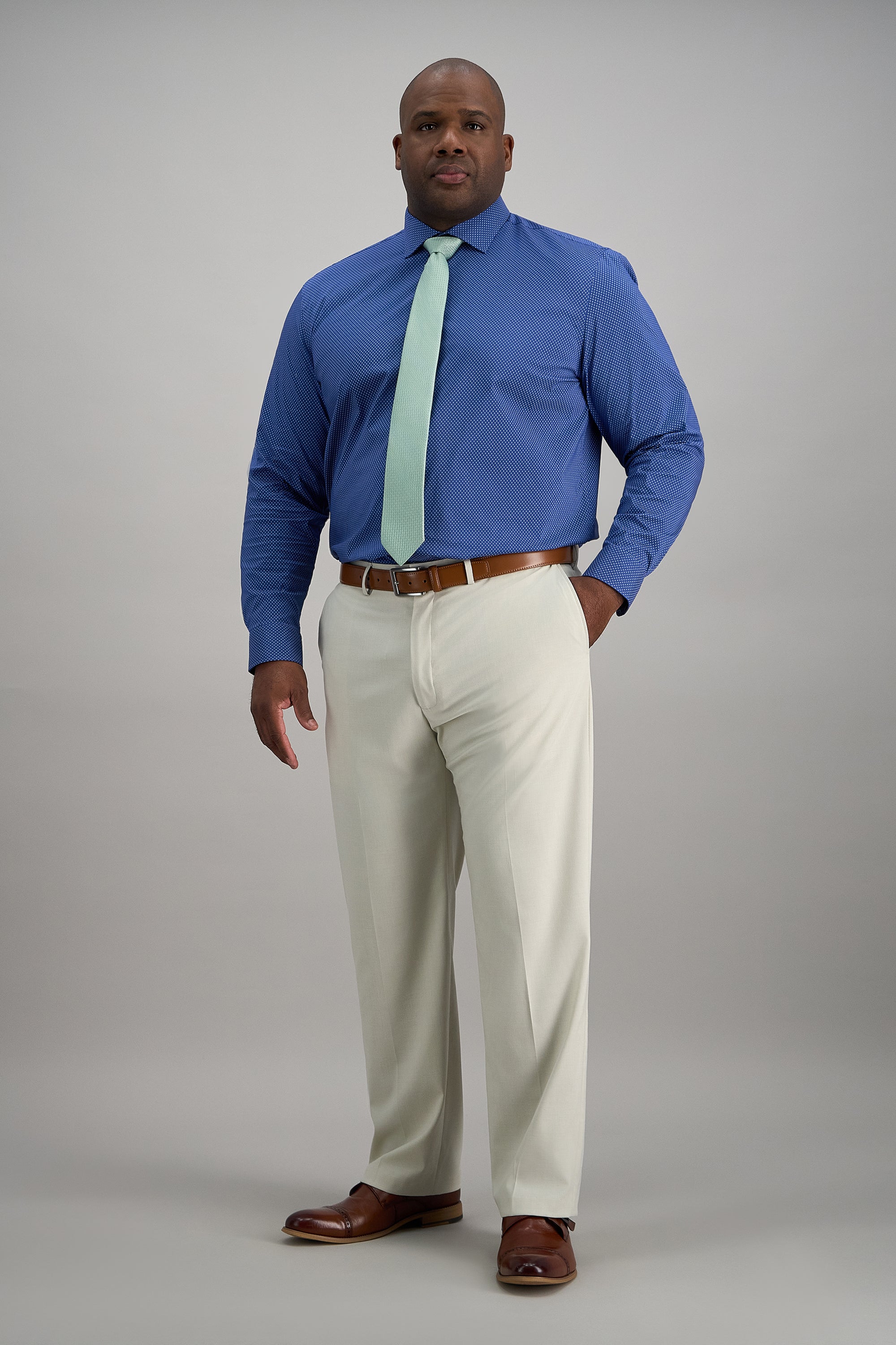 Haggar Big Wrinkle Free Classic Fit Dress Shirt in Navy