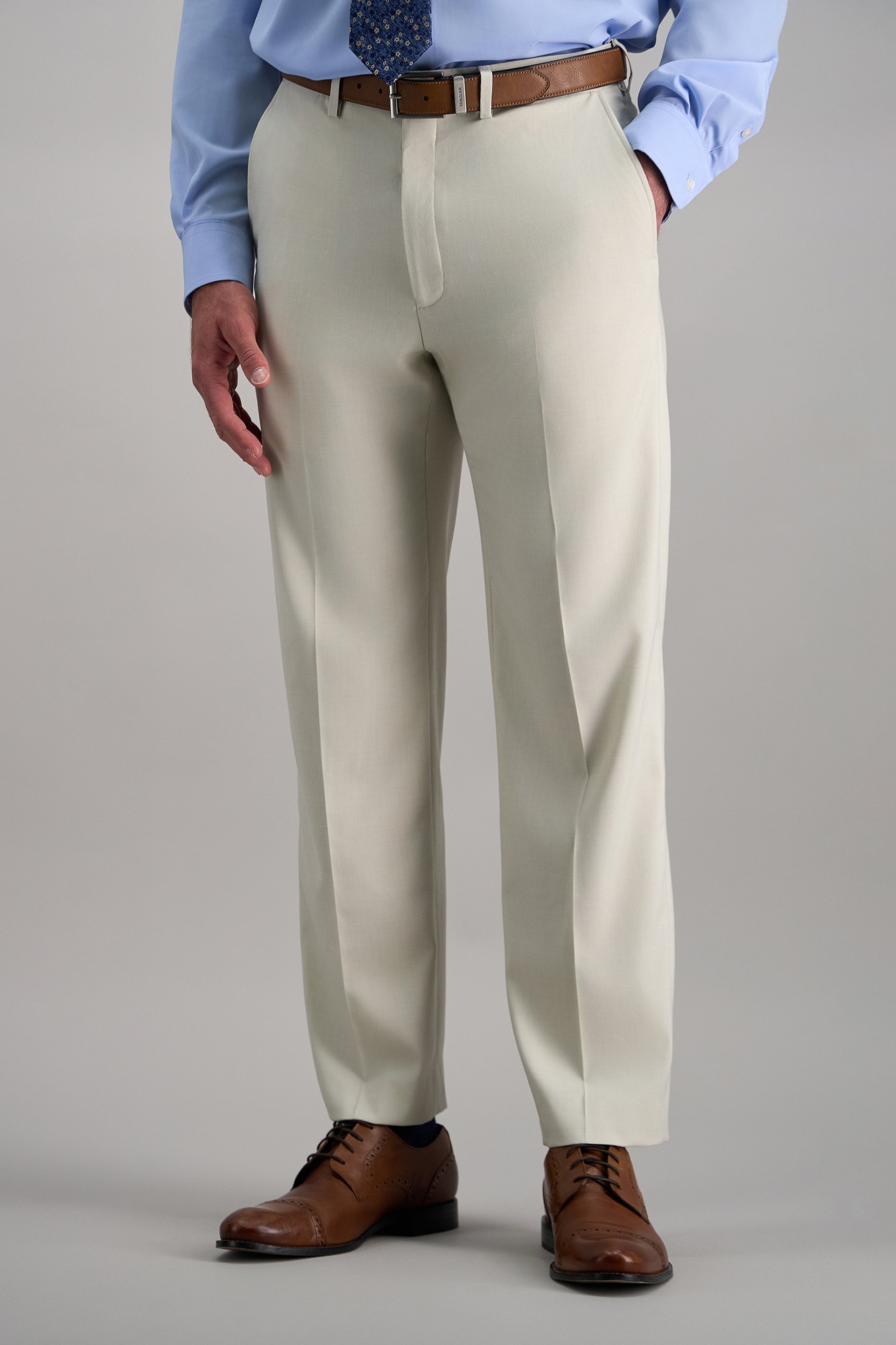 Haggar Premium Stretch Suit Pants - Flat Front, Flat Front in Natural