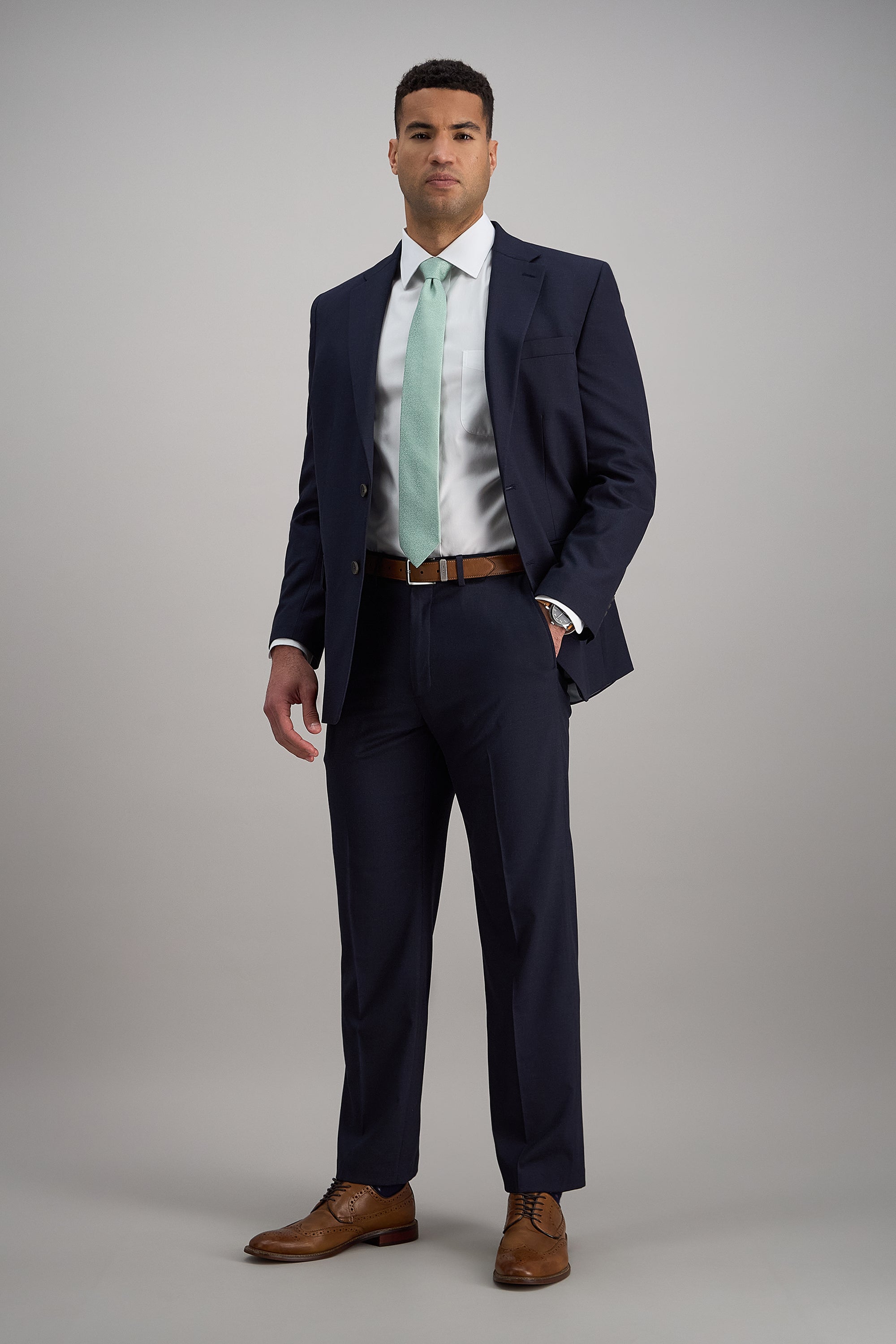 J.M. Haggar Premium Stretch Suit Pant - Flat Front, , hi-res#color_dark navy