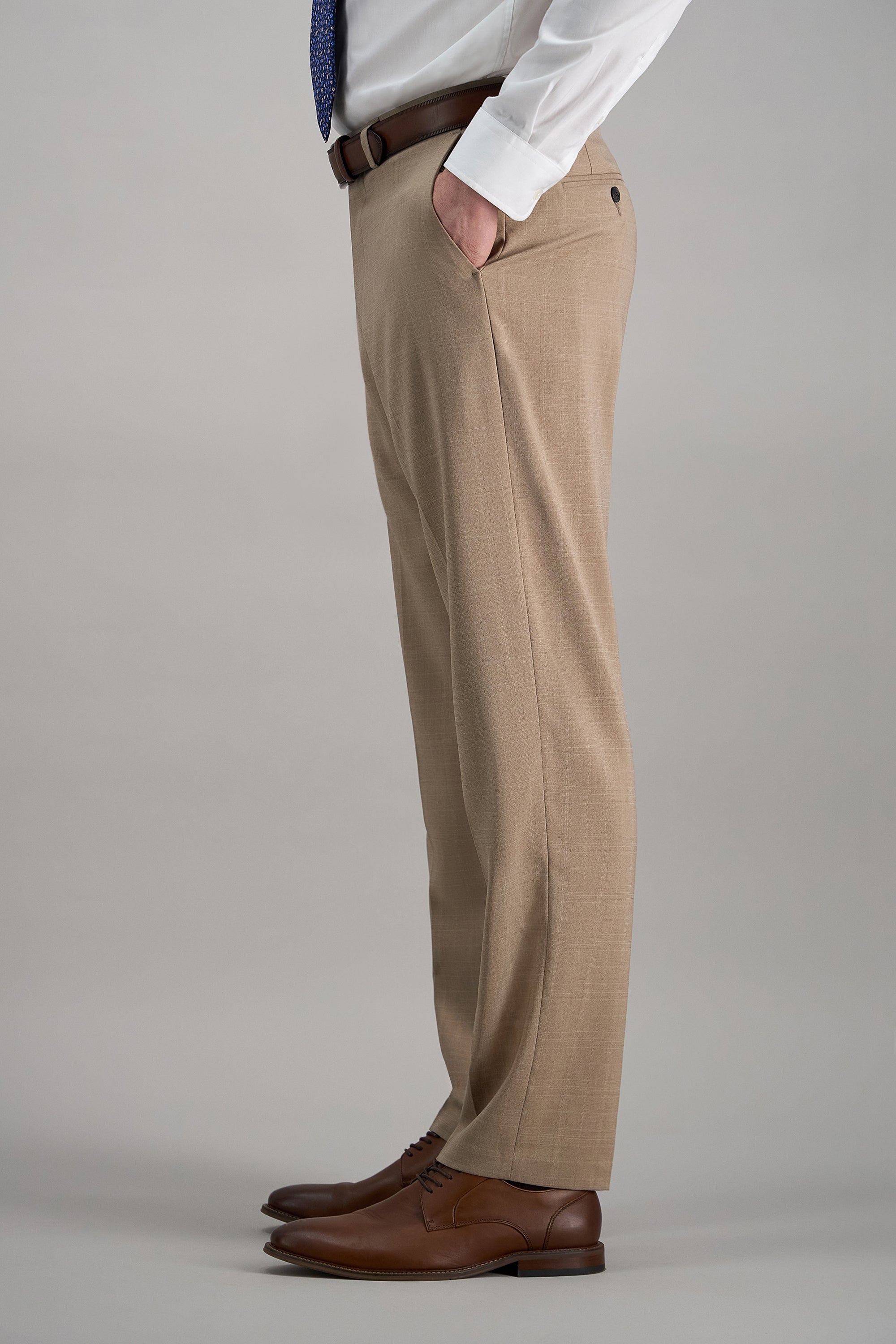 Smart Wash® Repreve® Tonal Plaid Suit Pant - Haggar.com#color_taupe
