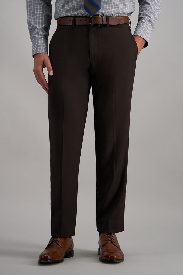 J.M. Haggar Prominent Twill Suit Pant - color_chocolate#color_chocolate