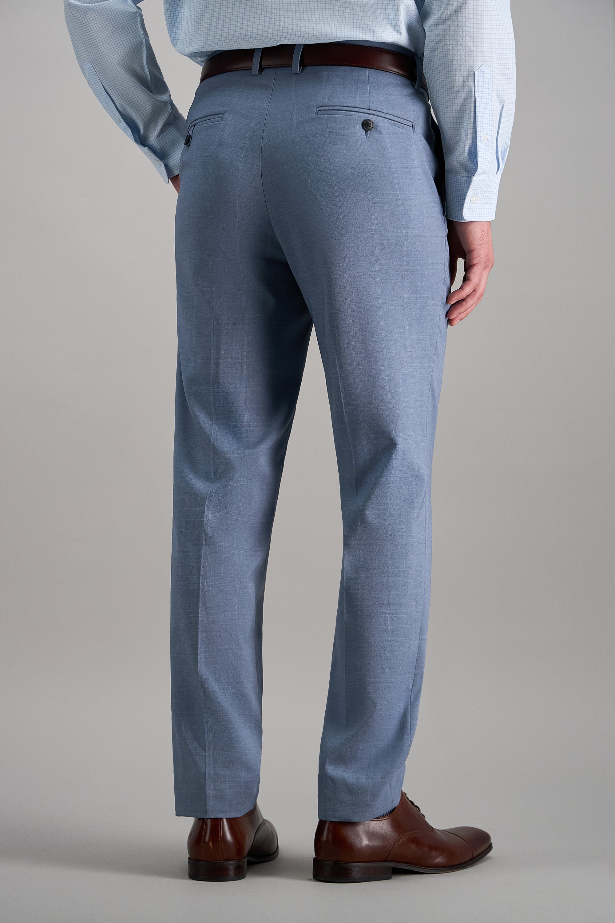 Haggar Smart Wash Tonal Plaid Suit Pants in Chambray | Size: 29 X 32