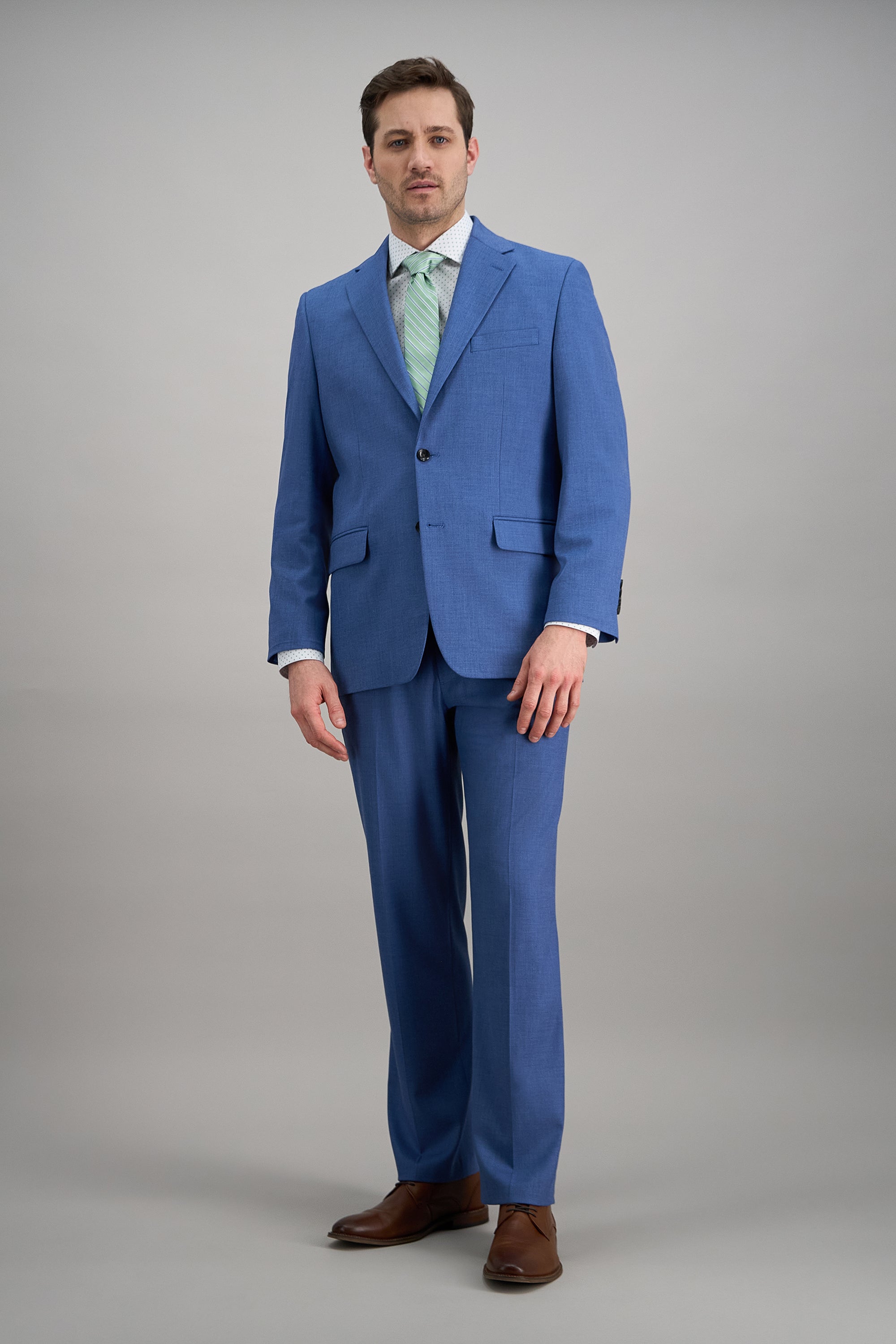 Haggar Premium Stretch Suit Coat in navy blue, featuring a tailored fit and modern design for versatile styling.#color_lt blue