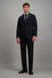 Haggar Pro Football Hall of Fame suit coat, men's formal suit jacket in classic dark fabric with notch lapel and tailored fit.#color_black