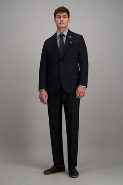 Haggar Pro Football Hall of Fame suit coat, men's formal suit jacket in classic dark fabric with notch lapel and tailored fit.#color_black