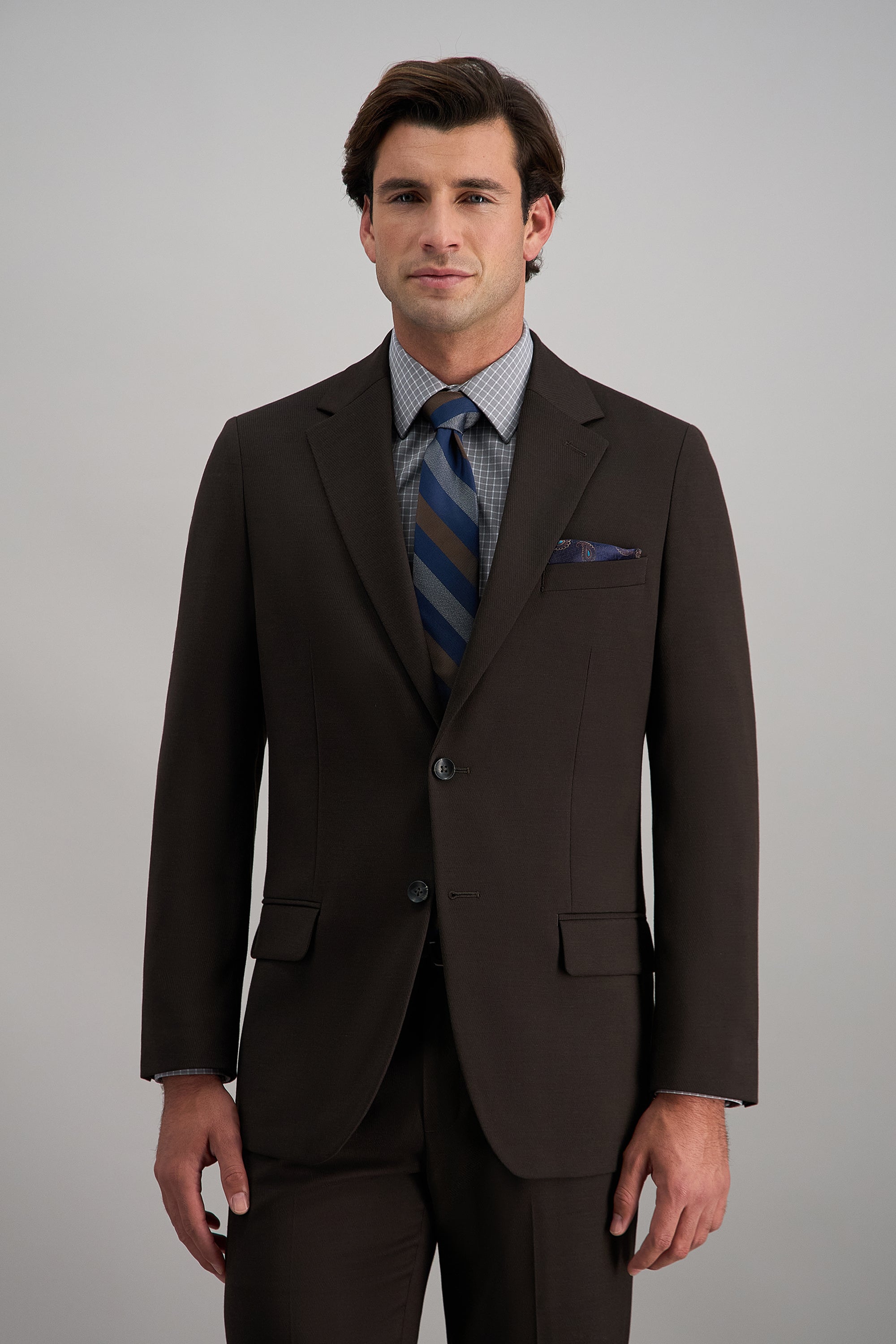 J.M. Haggar Prominent Twill Suit Jacket, , hi-res#color_chocolate