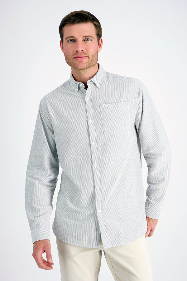 Mustang® Long Sleeve Oxford Stripe Shirt, , hi-res#color_black