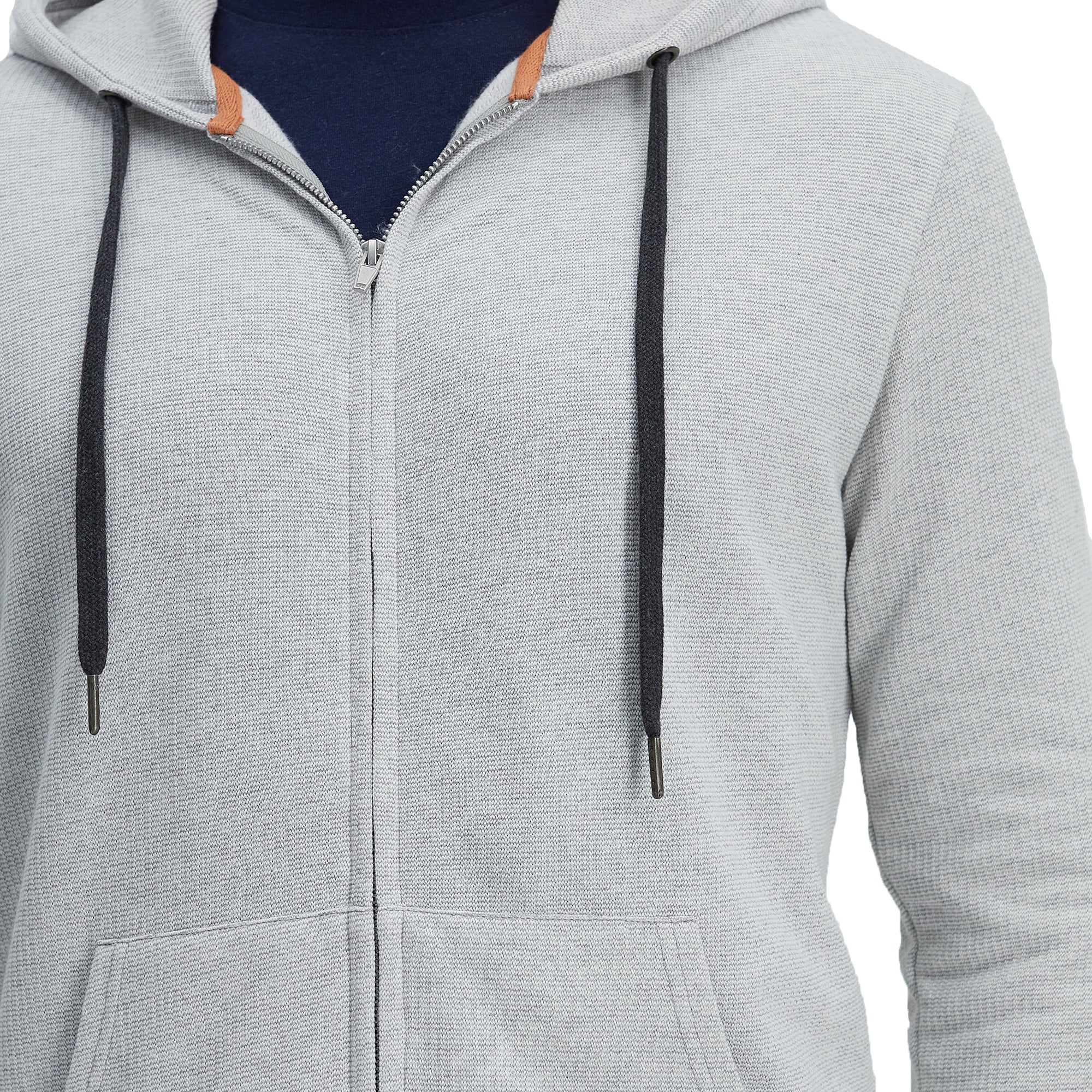 Full Zip Textured Fleece Hoodie Sweatshirt, , hi-res