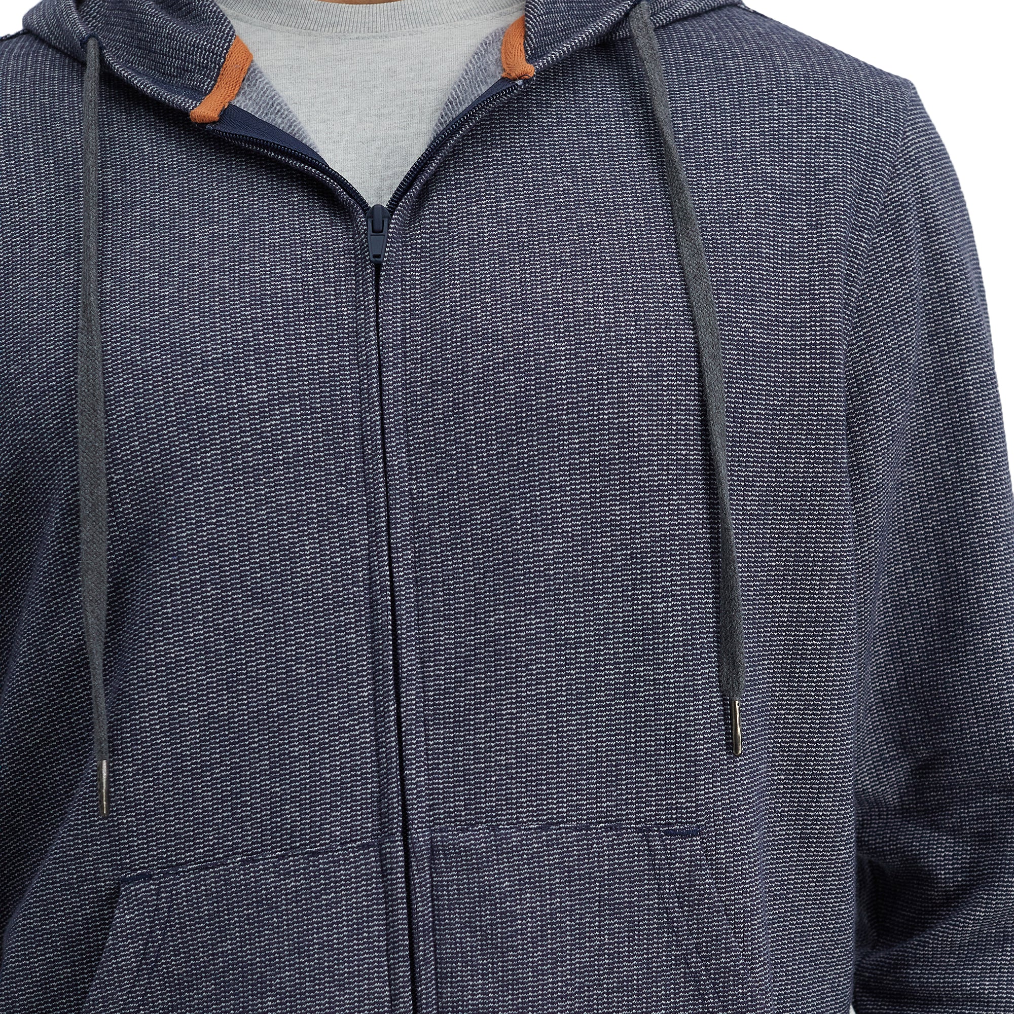 Full Zip Textured Fleece Hoodie Sweatshirt, , hi-res