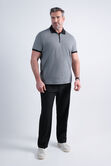 Big &amp; Tall Premium Comfort Quarter Zip Houndstooth Polo, Black view# 3