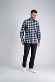 Long Sleeve Brushed Cotton Plaid Shirt, Dark Green view# 3