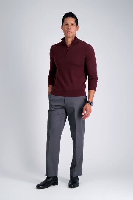 Long Sleeve Zip Sweater, Sangria view# 3