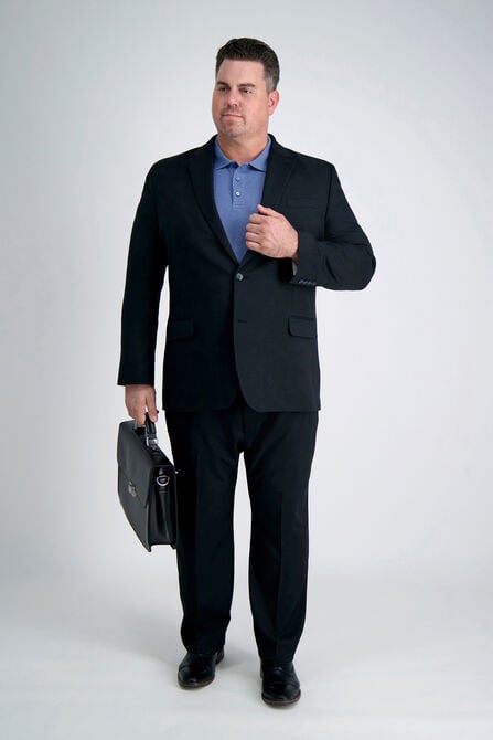 Big &amp; Tall Travel Performance Heather Twill Suit Jacket, Black view# 4