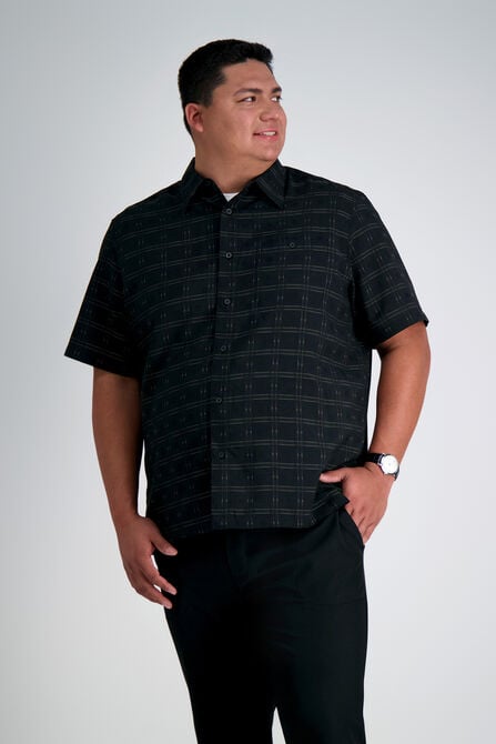 Big &amp; Tall Microfiber Plaid Shirt, Black view# 1