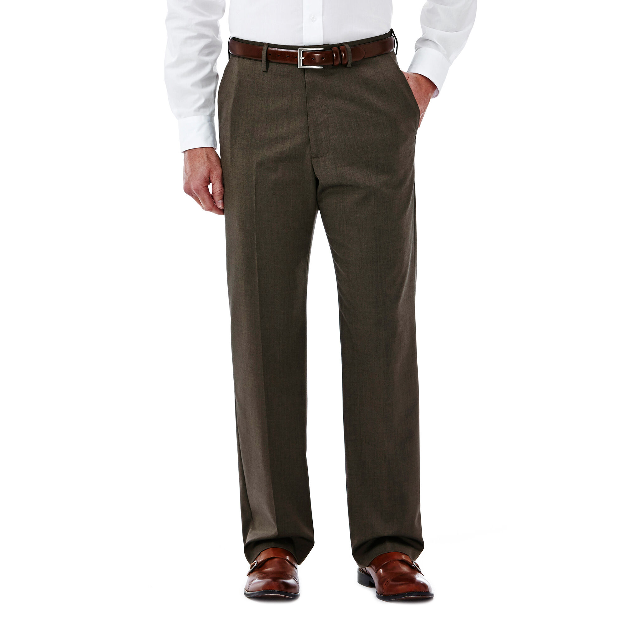 Haggar Big & Tall Premium Stretch Solid Dress Pant Medium Brown (HD90921 Clothing Pants) photo